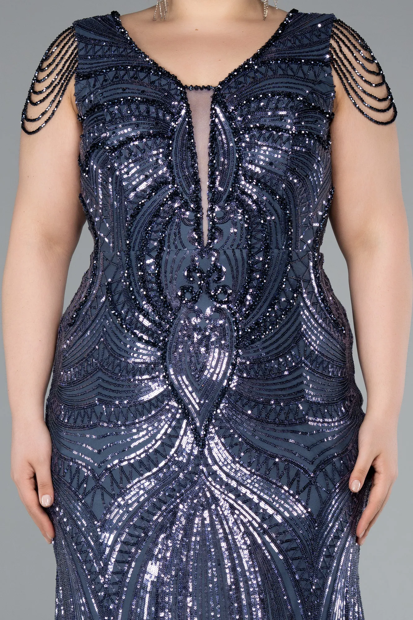 Indigo-Long Oversized Evening Dress ABU4952