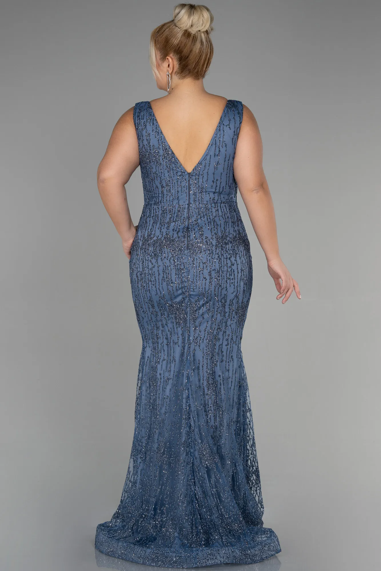 Indigo-Long Plus Size Engagement Dress ABU3368