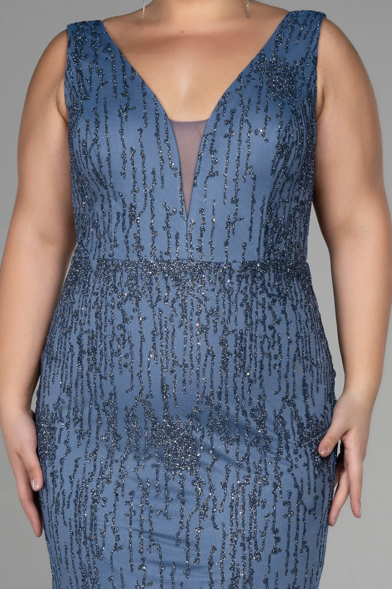 Indigo-Long Plus Size Engagement Dress ABU3368