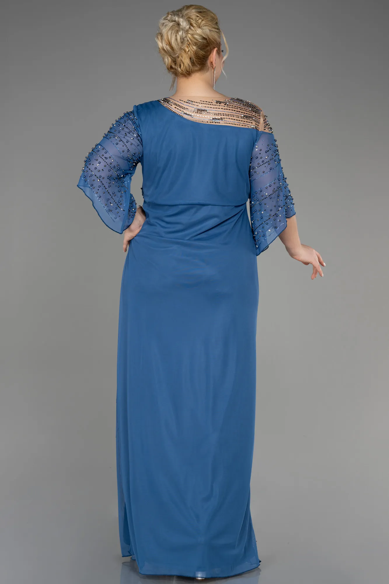 Indigo-Long Plus Size Engagement Dress ABU3650