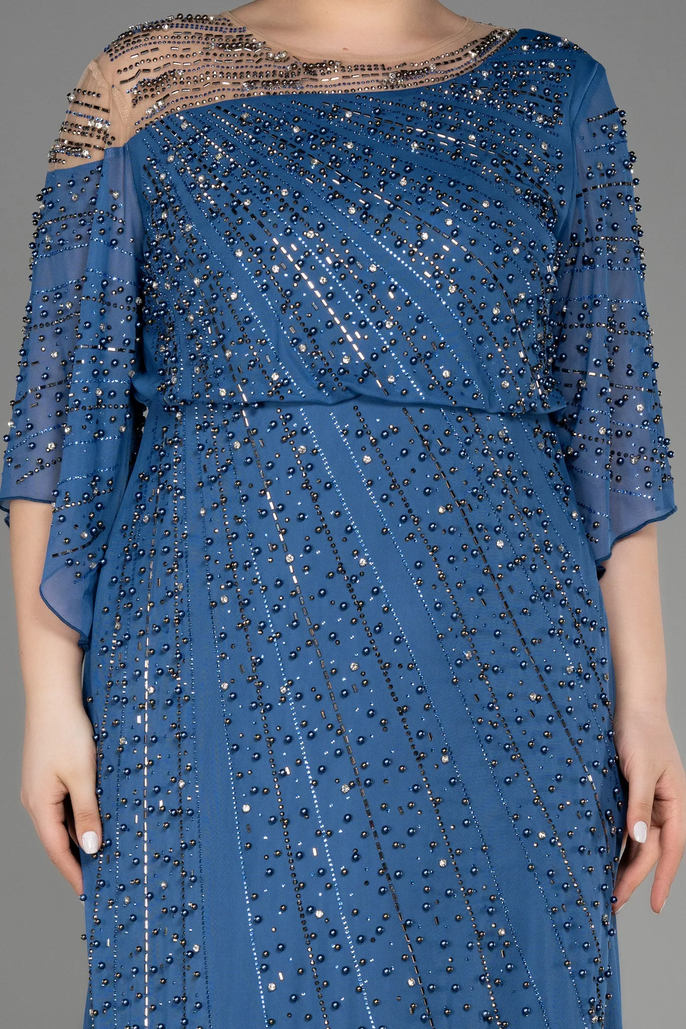 Indigo-Long Plus Size Engagement Dress ABU3650