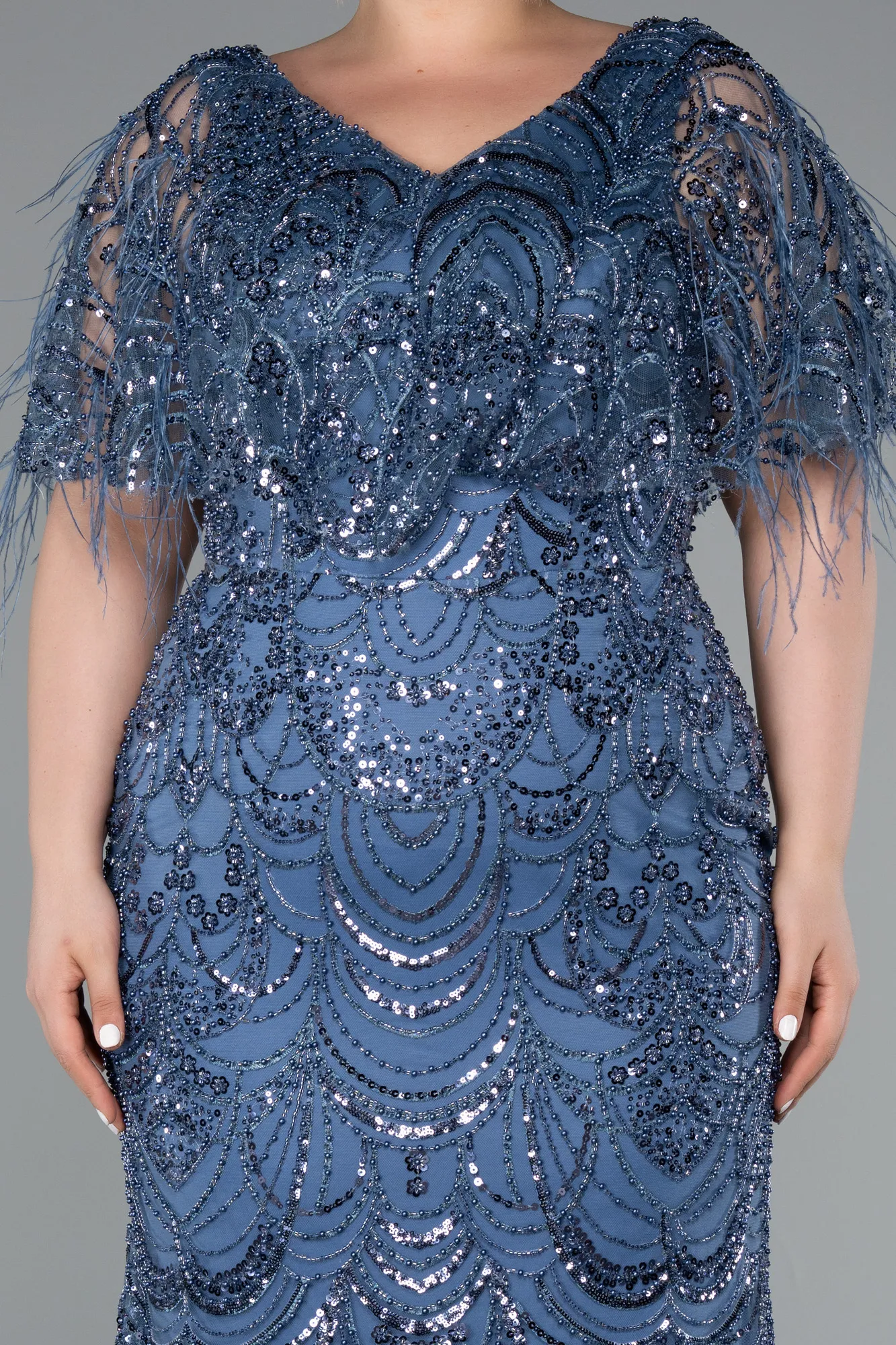 Indigo-Long Plus Size Engagement Dress ABU4950