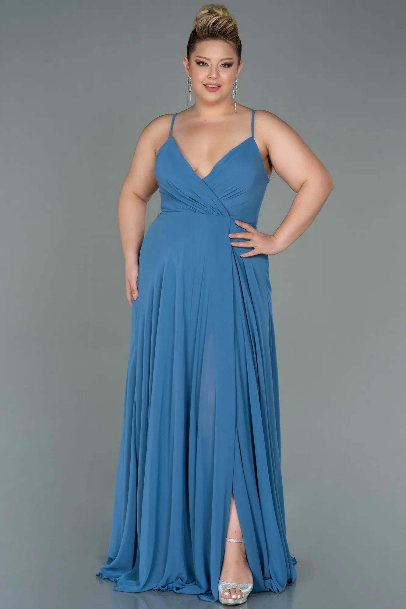 Indigo-Long Plus Size Evening Dress ABU1324