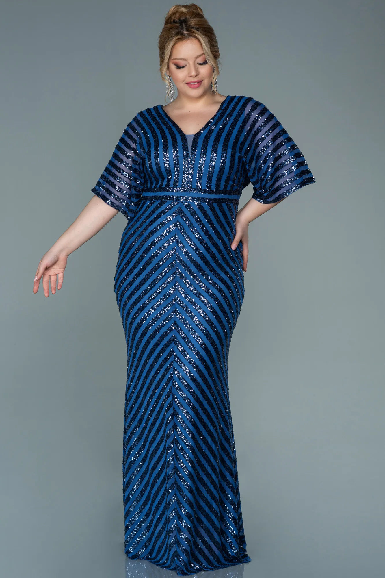 Indigo-Long Plus Size Evening Dress ABU2309