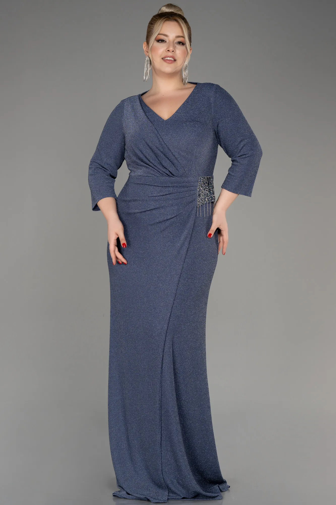 Indigo-Long Plus Size Evening Dress ABU2922
