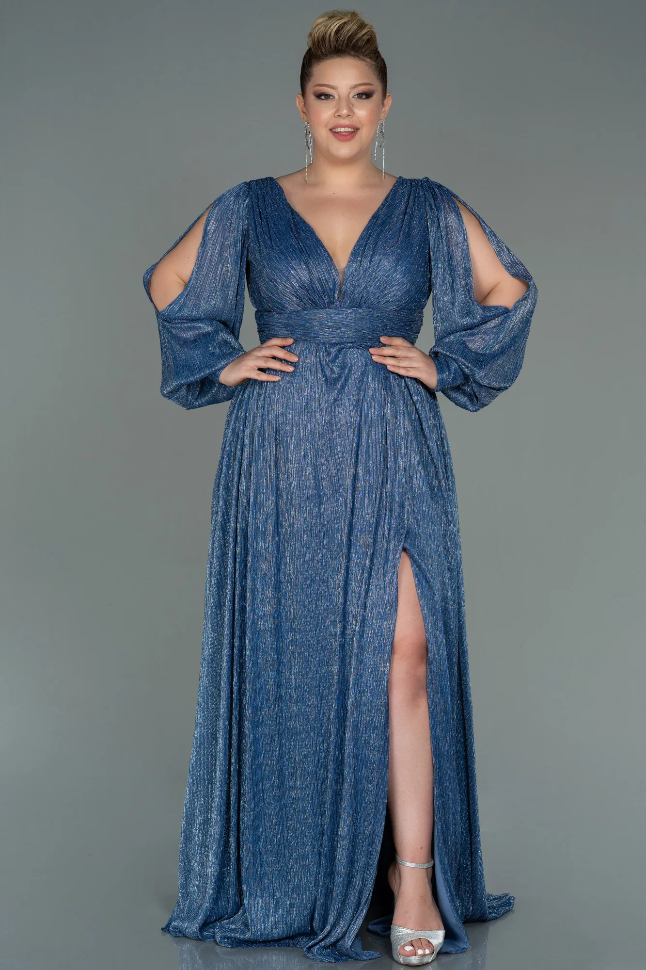 Indigo-Long Plus Size Evening Dress ABU3154