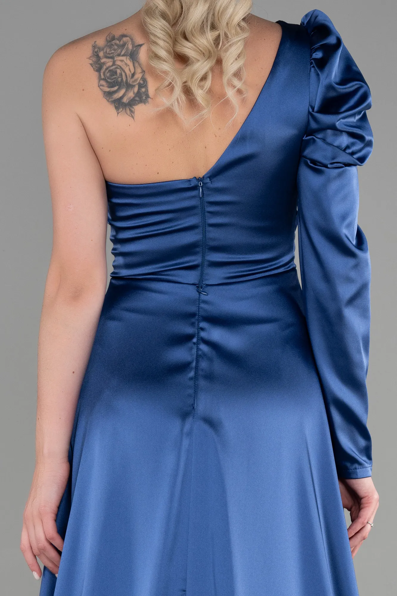 Indigo-Long Satin Evening Dress ABU1715