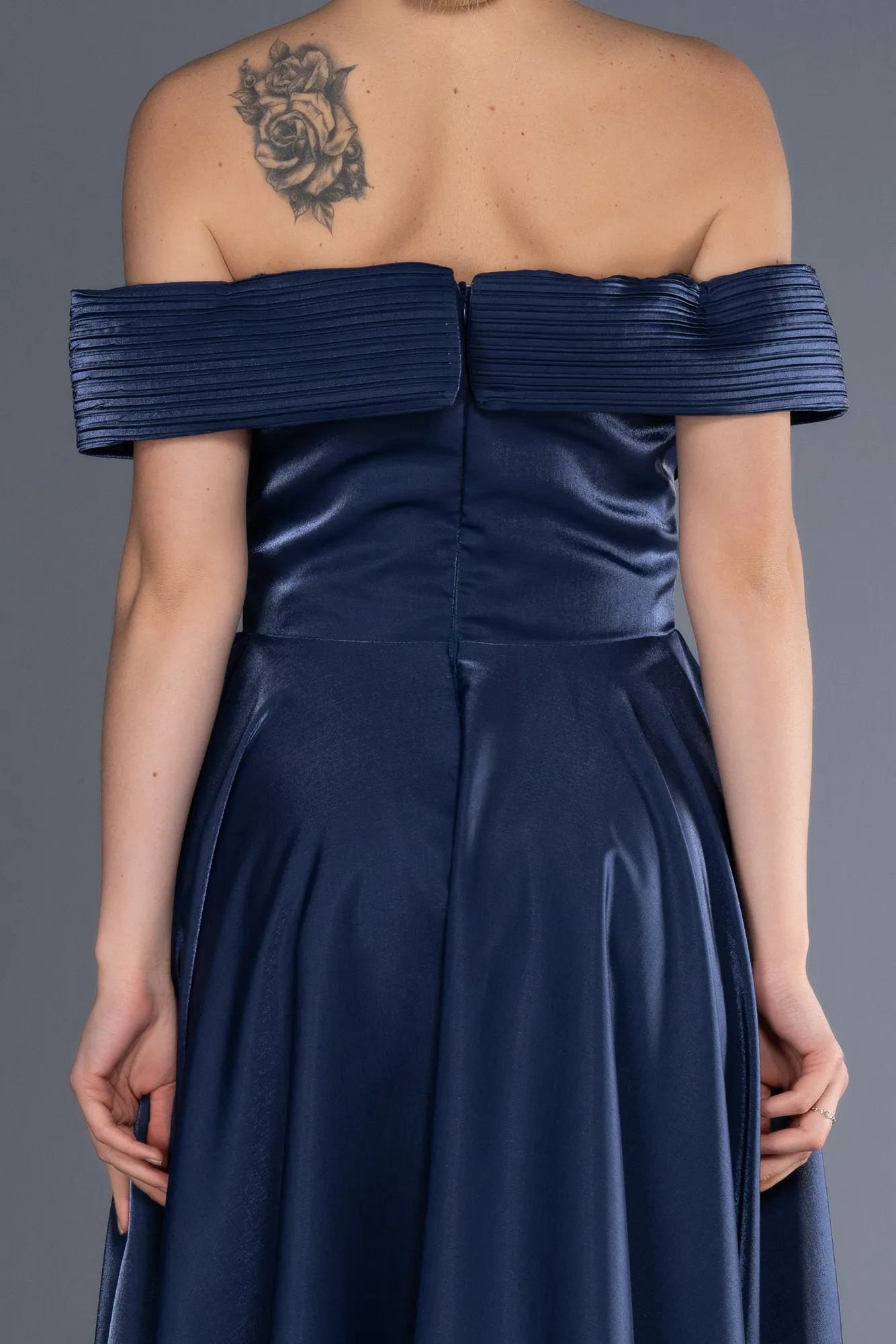 Indigo-Long Satin Evening Dress ABU3701