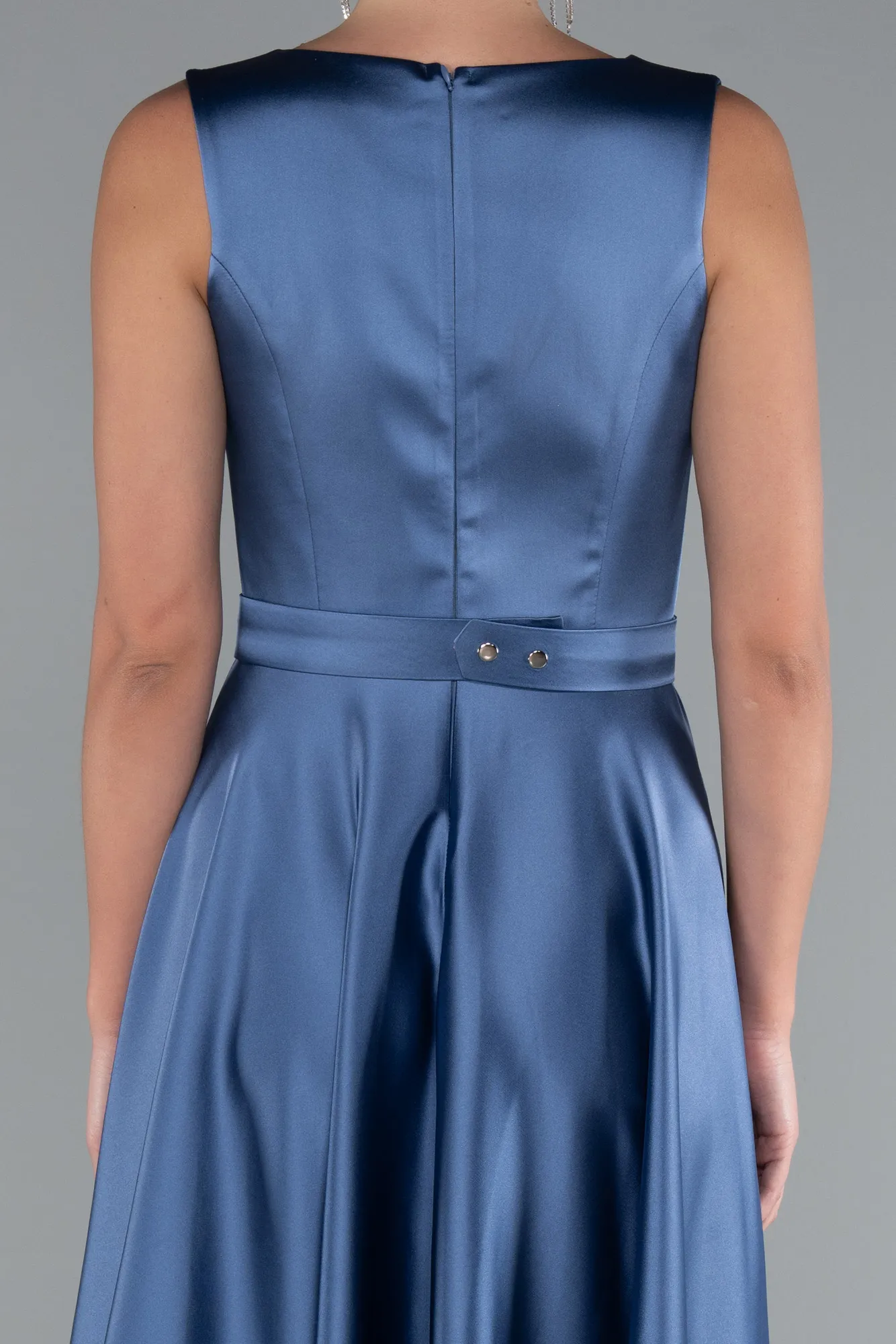 Indigo-Long Satin Evening Dress ABU5060
