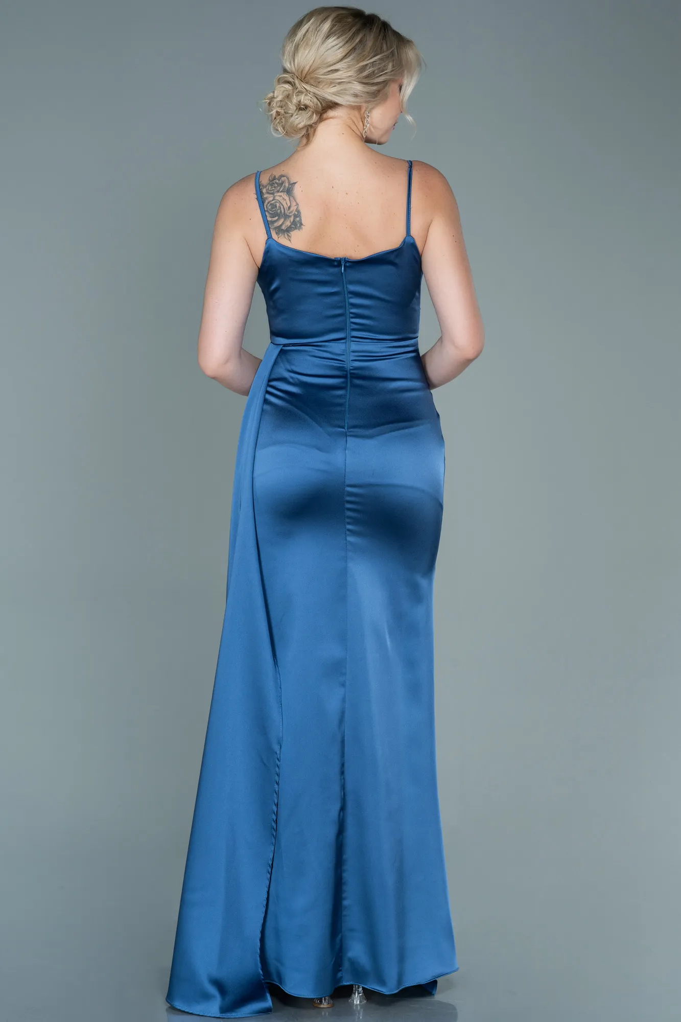 Indigo-Long Satin Mermaid Evening Dress ABU1894