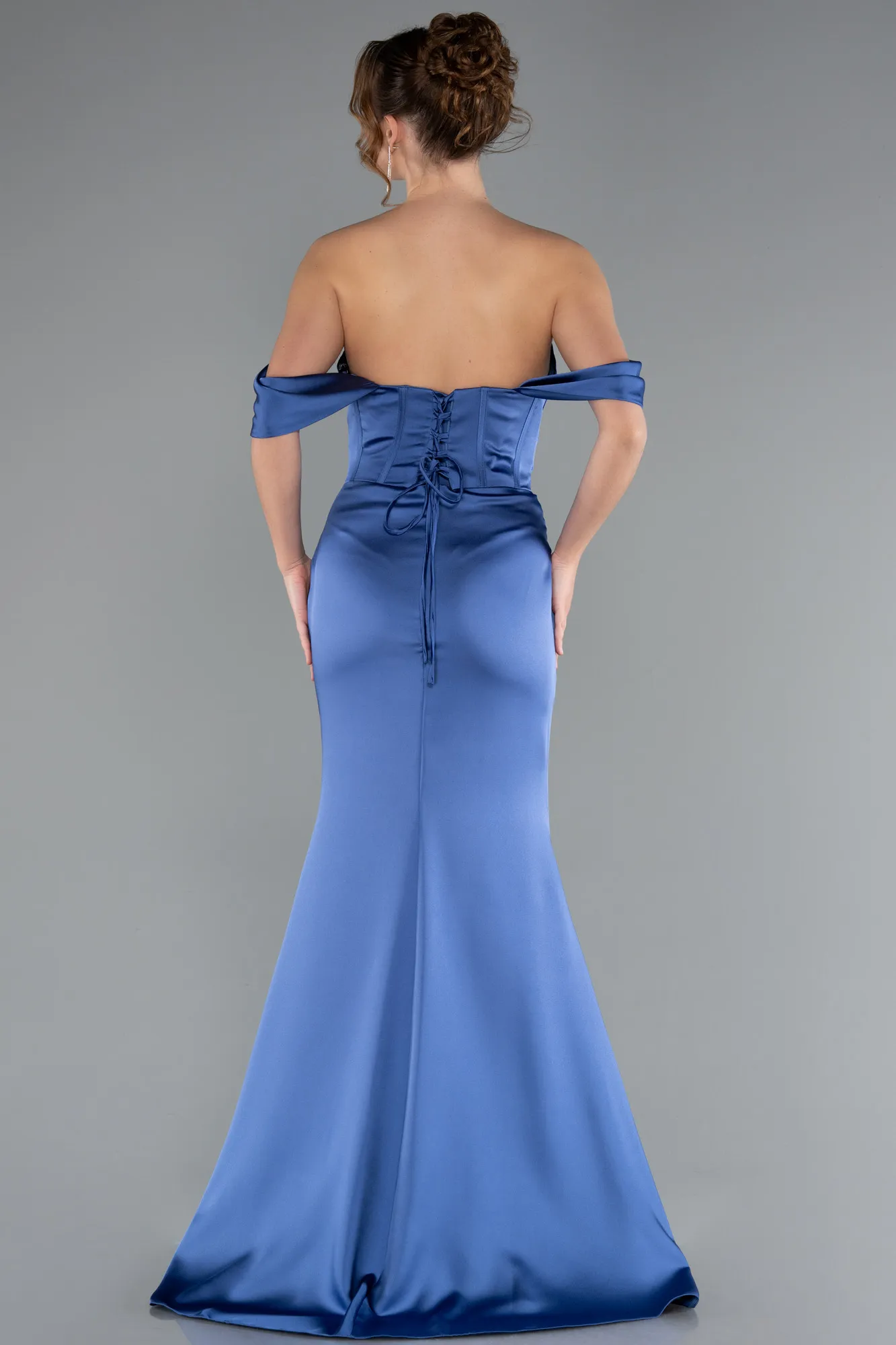 Indigo-Long Satin Mermaid Prom Dress ABU5017