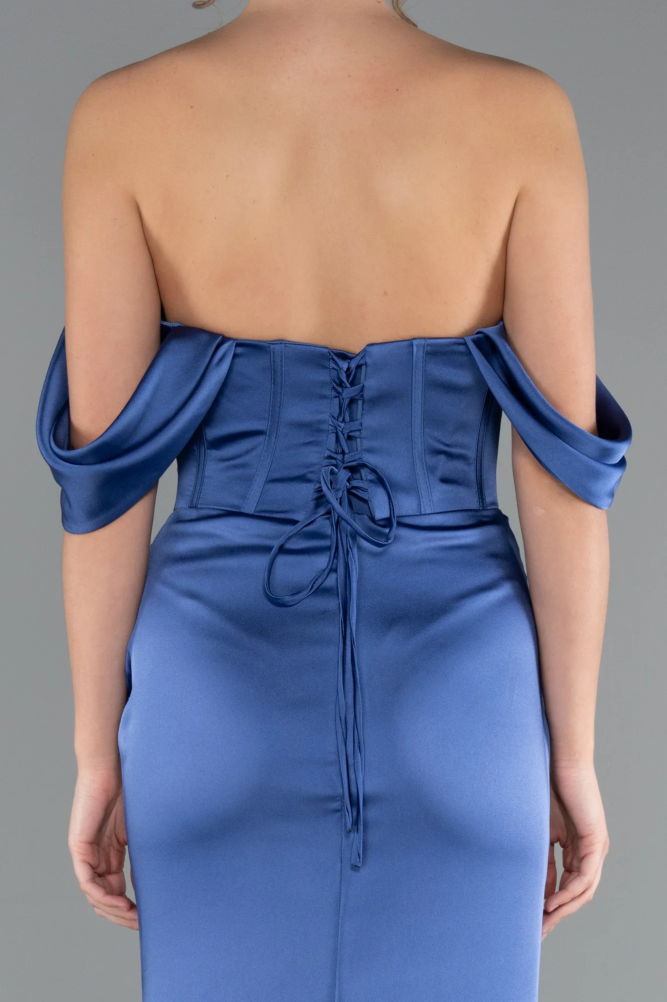 Indigo-Long Satin Mermaid Prom Dress ABU5017