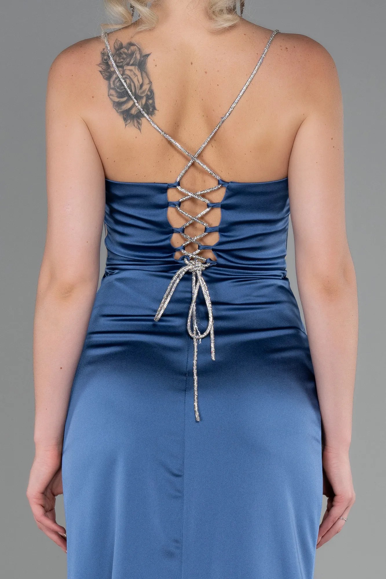 Indigo-Long Satin Prom Gown ABU3094