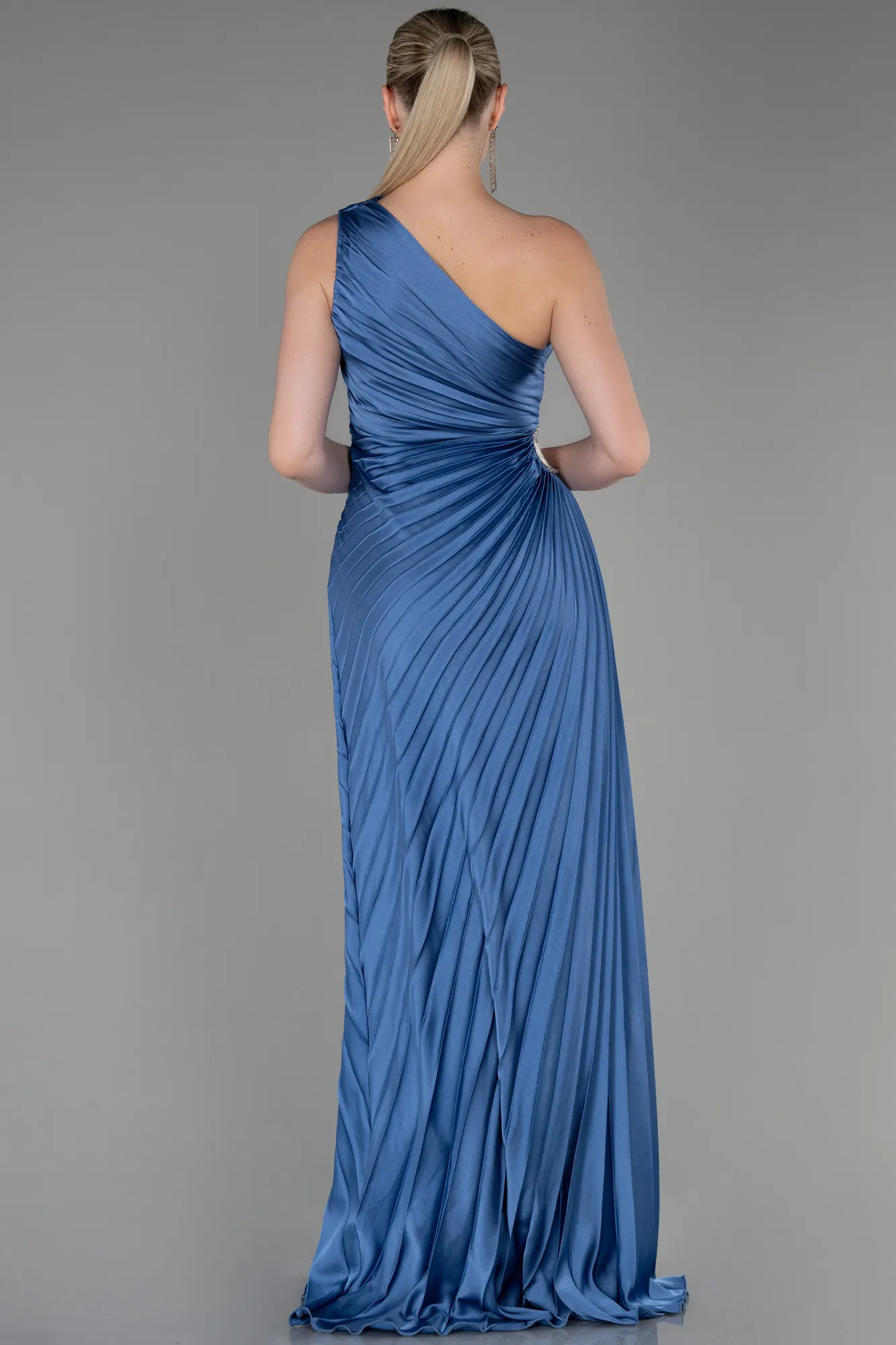 Indigo-Long Satin Prom Gown ABU3159