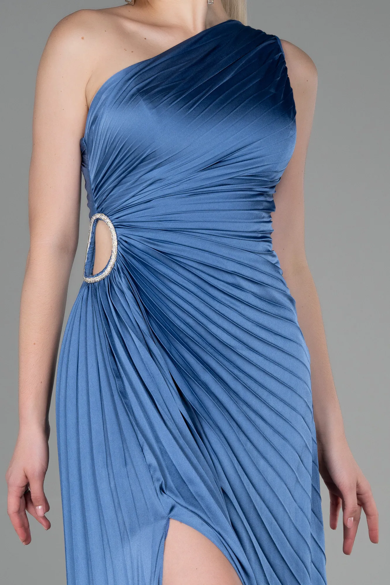 Indigo-Long Satin Prom Gown ABU3159