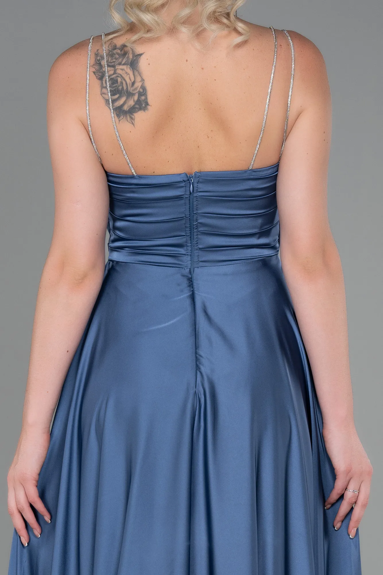 Indigo-Long Satin Prom Gown ABU3275