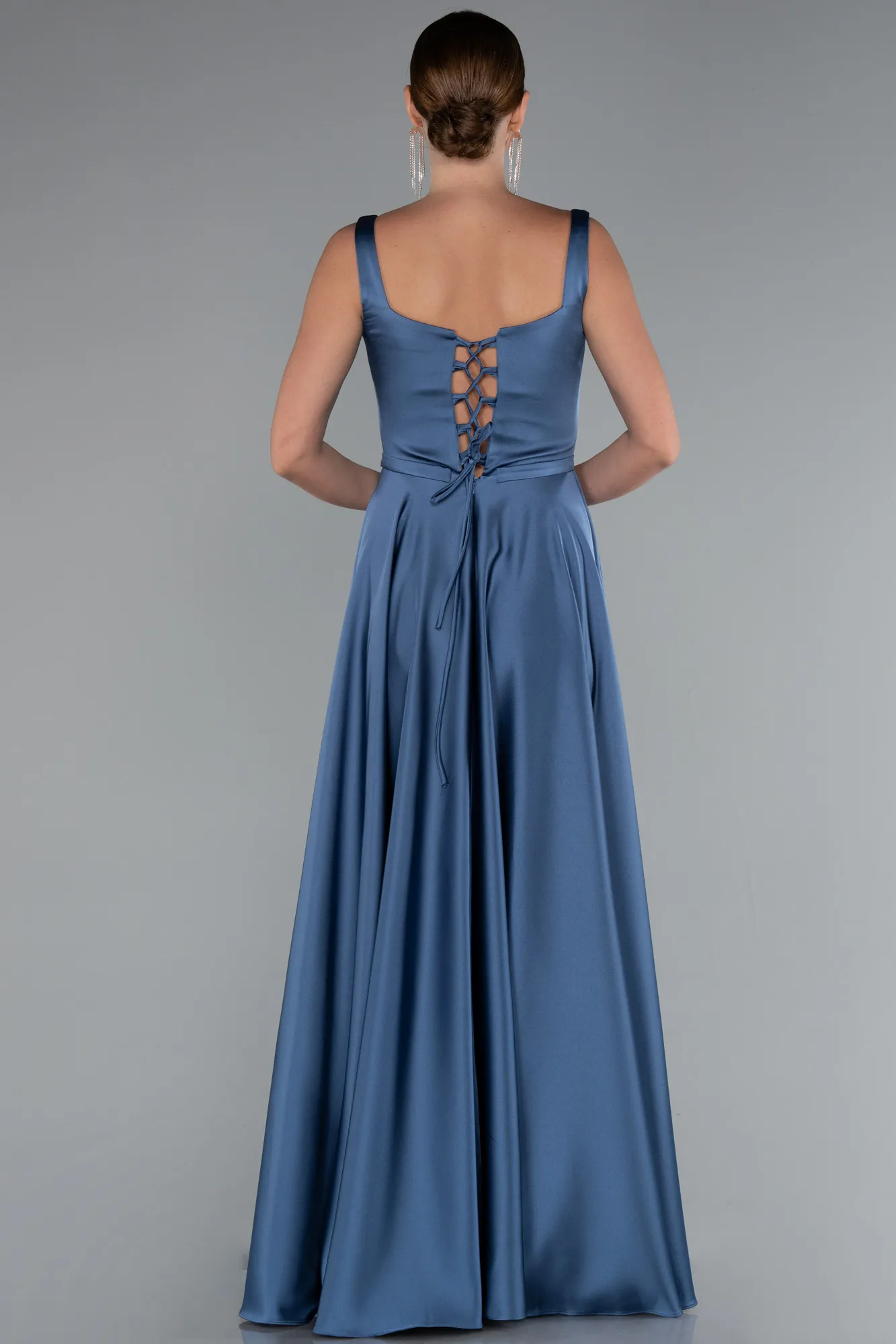 Indigo-Long Satin Prom Gown ABU5059