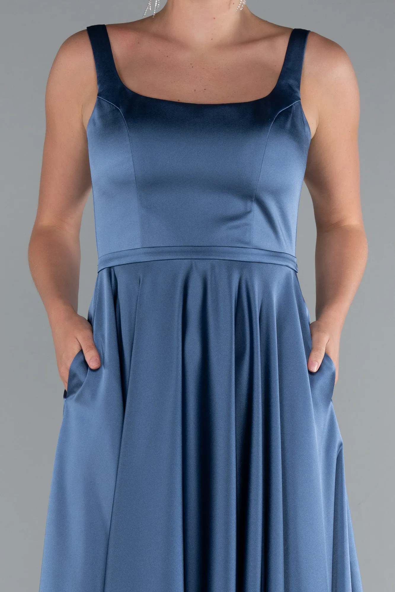 Indigo-Long Satin Prom Gown ABU5059