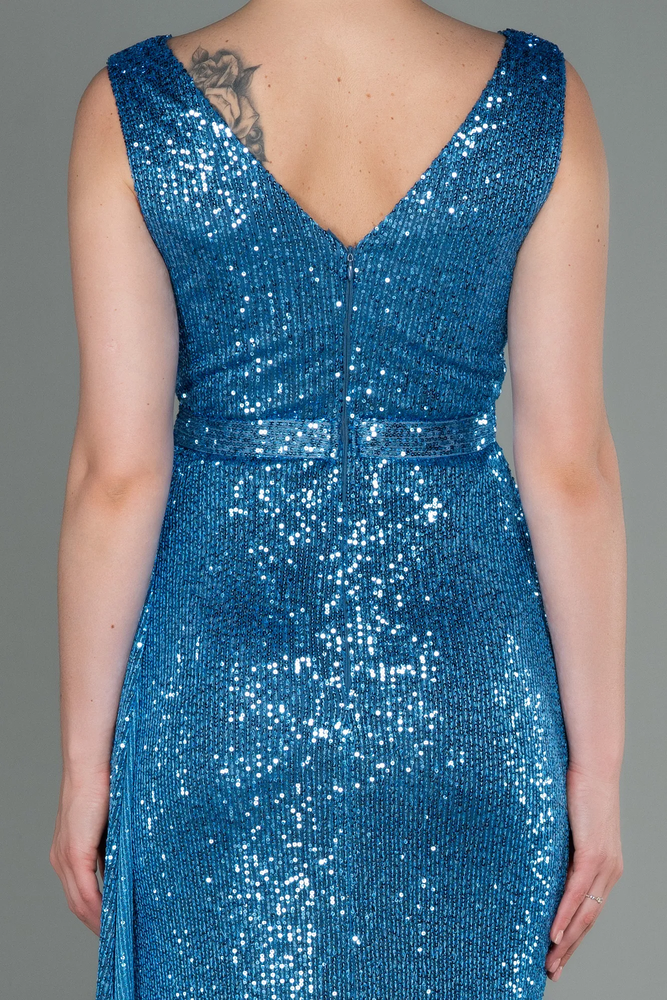 Indigo-Long Scaly Evening Dress ABU3201