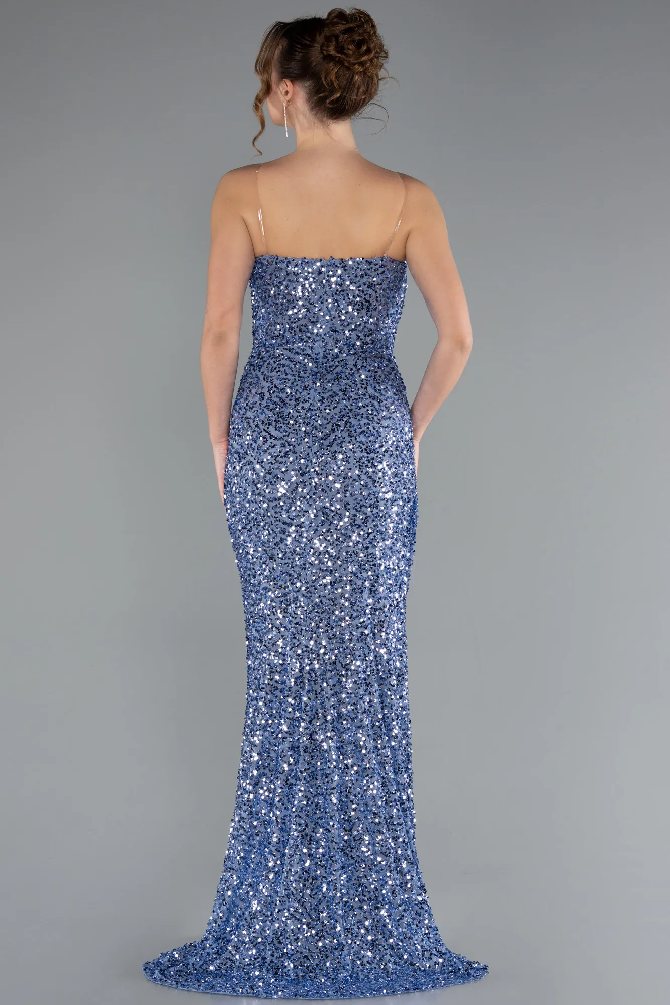 Indigo-Long Scaly Evening Dress ABU5014