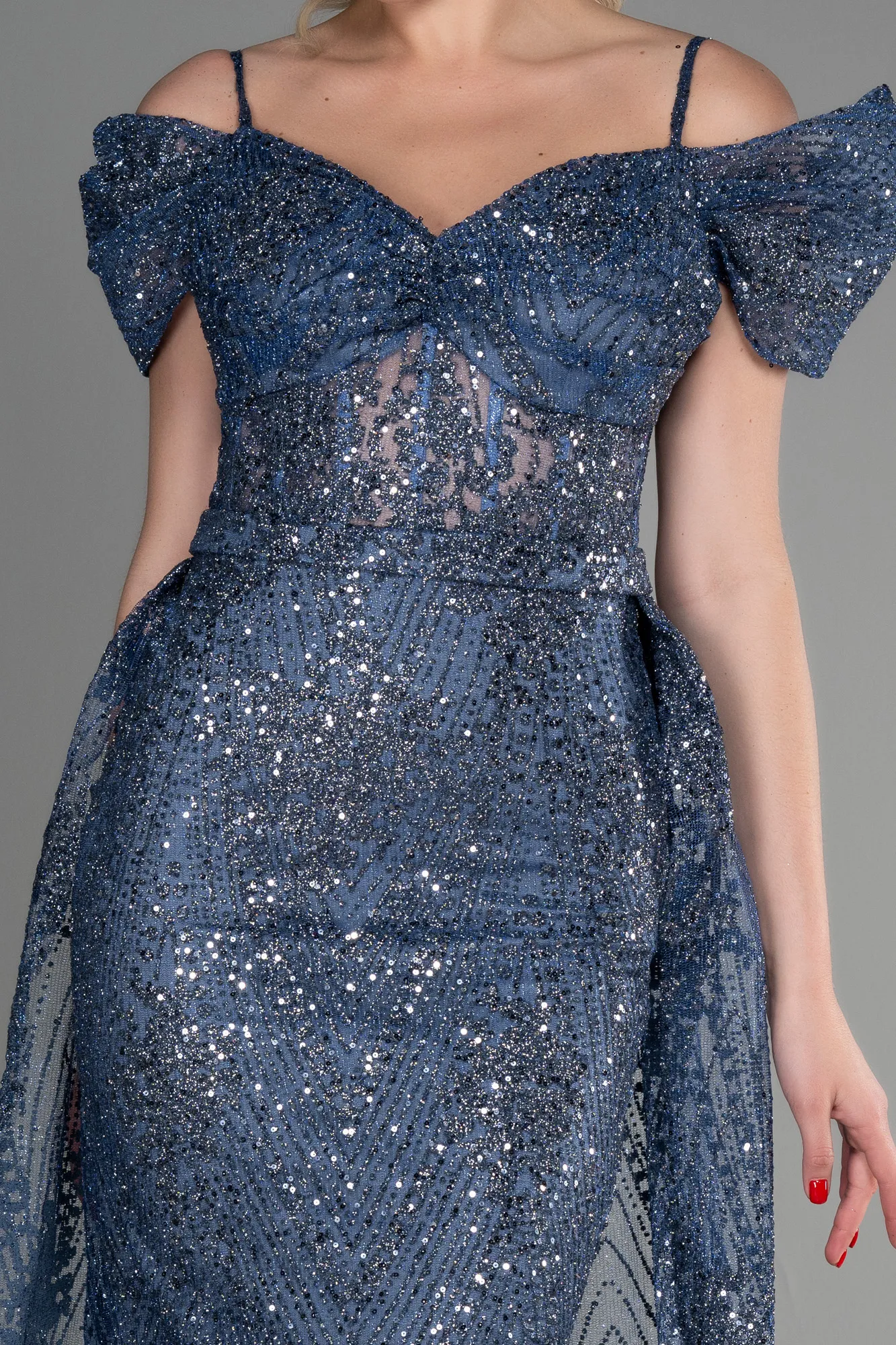 Indigo-Long Scaly Mermaid Evening Dress ABU3452