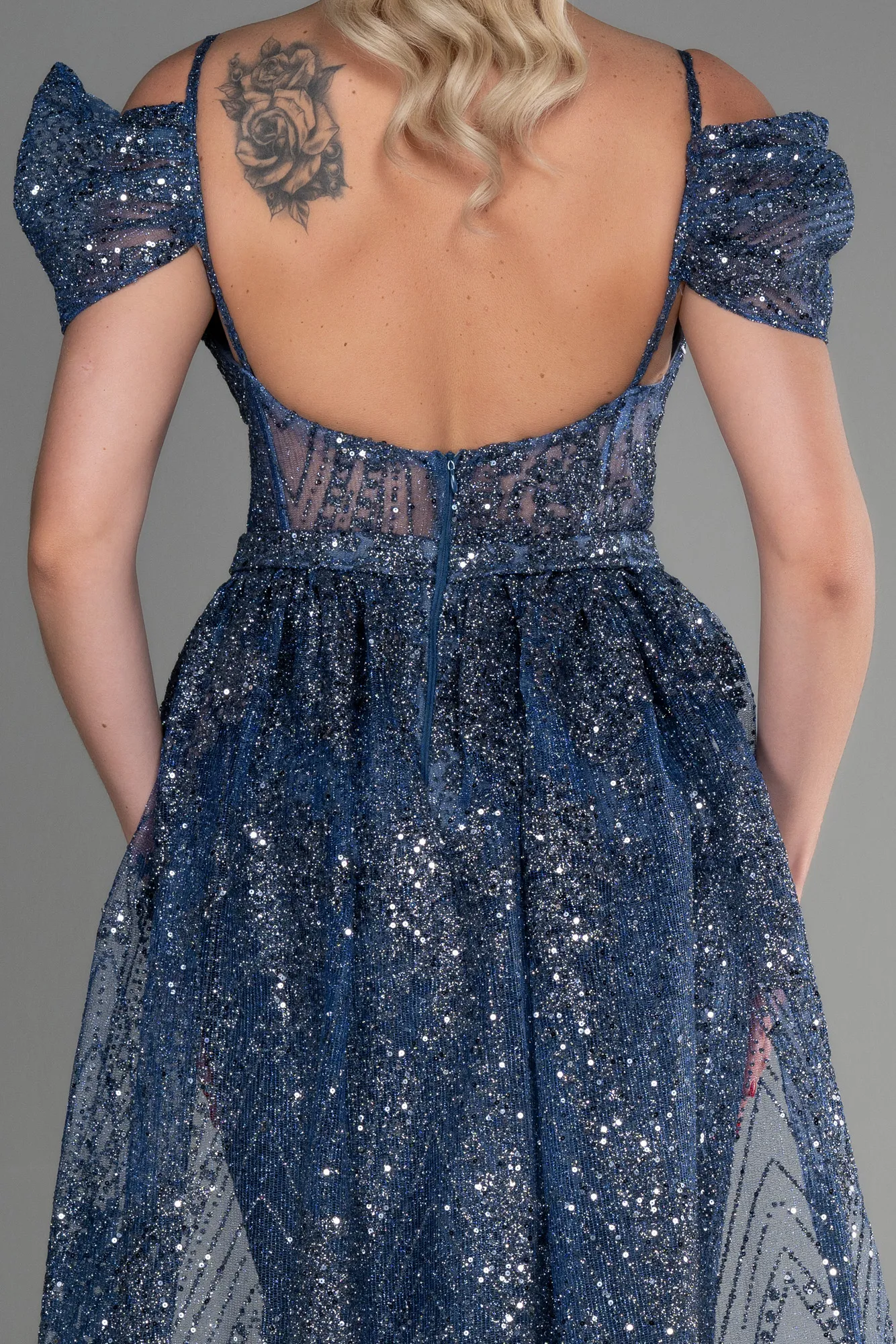 Indigo-Long Scaly Mermaid Evening Dress ABU3452