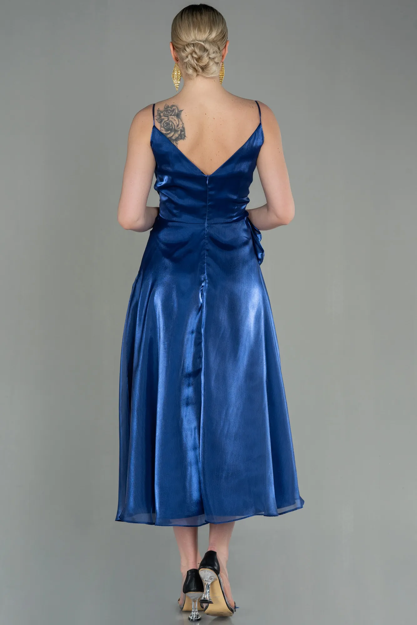 Indigo-Midi Chiffon Invitation Dress ABK1669