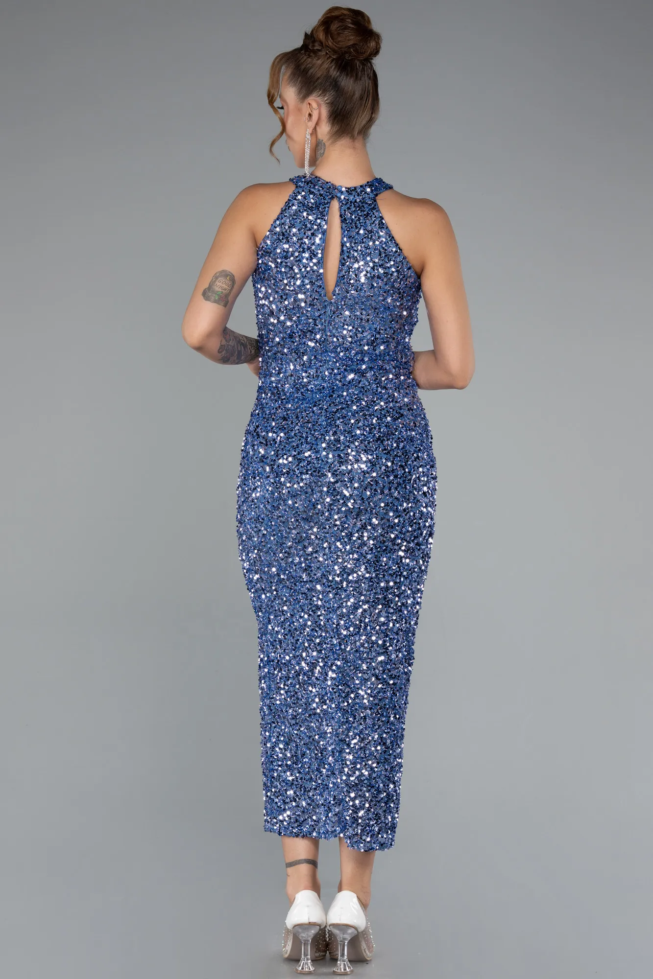 Indigo-Midi Scaly Party Dress ABK2386