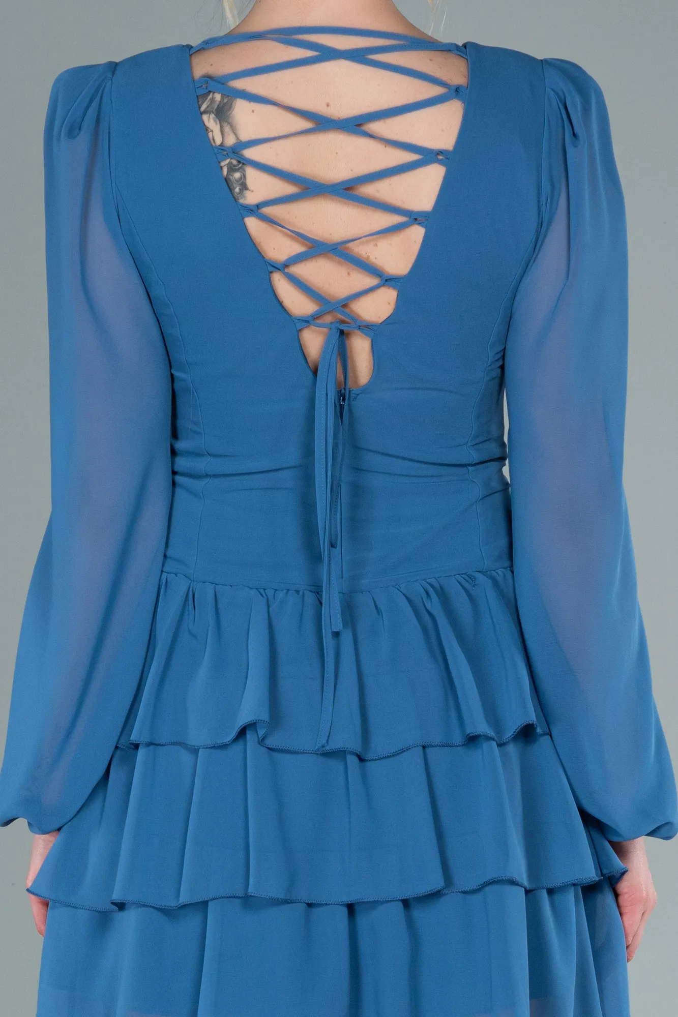 Indigo-Mini Chiffon Invitation Dress ABK1899