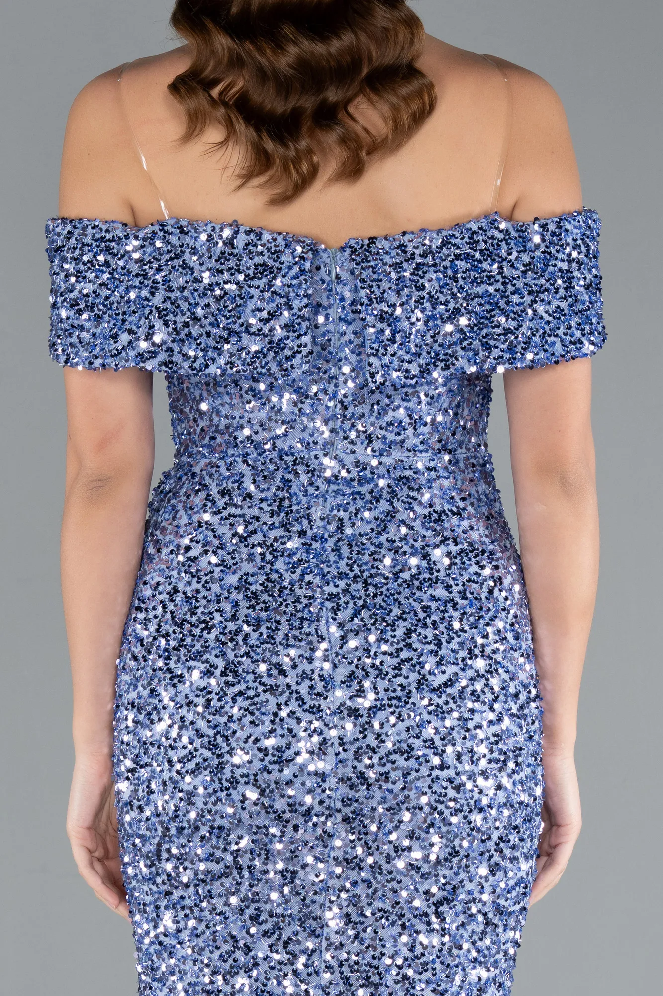 Indigo-Off The Shoulder Long Sequin Mermaid Prom Dress ABU4778