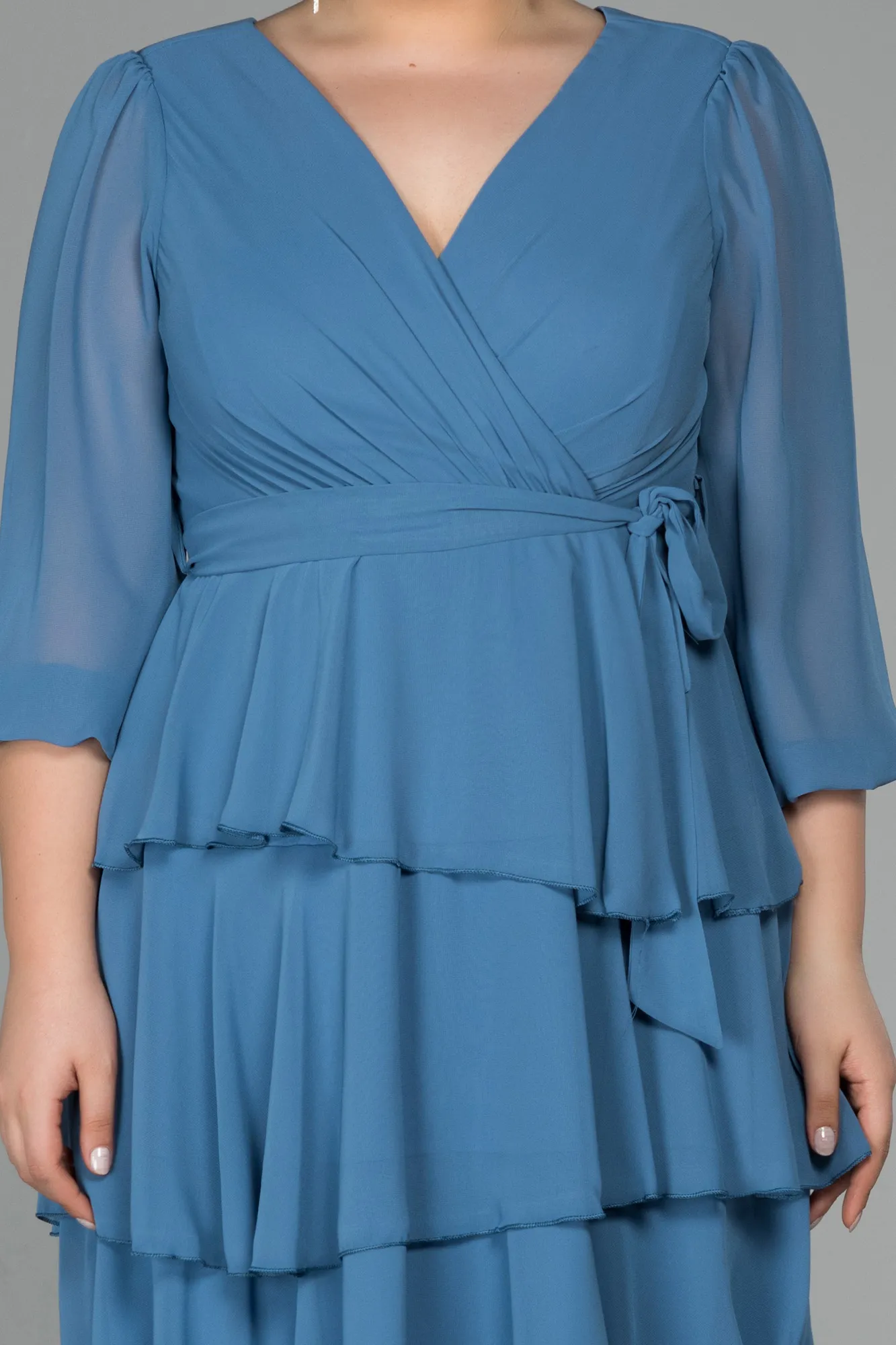 Indigo-Short Chiffon Oversized Evening Dress ABK1002