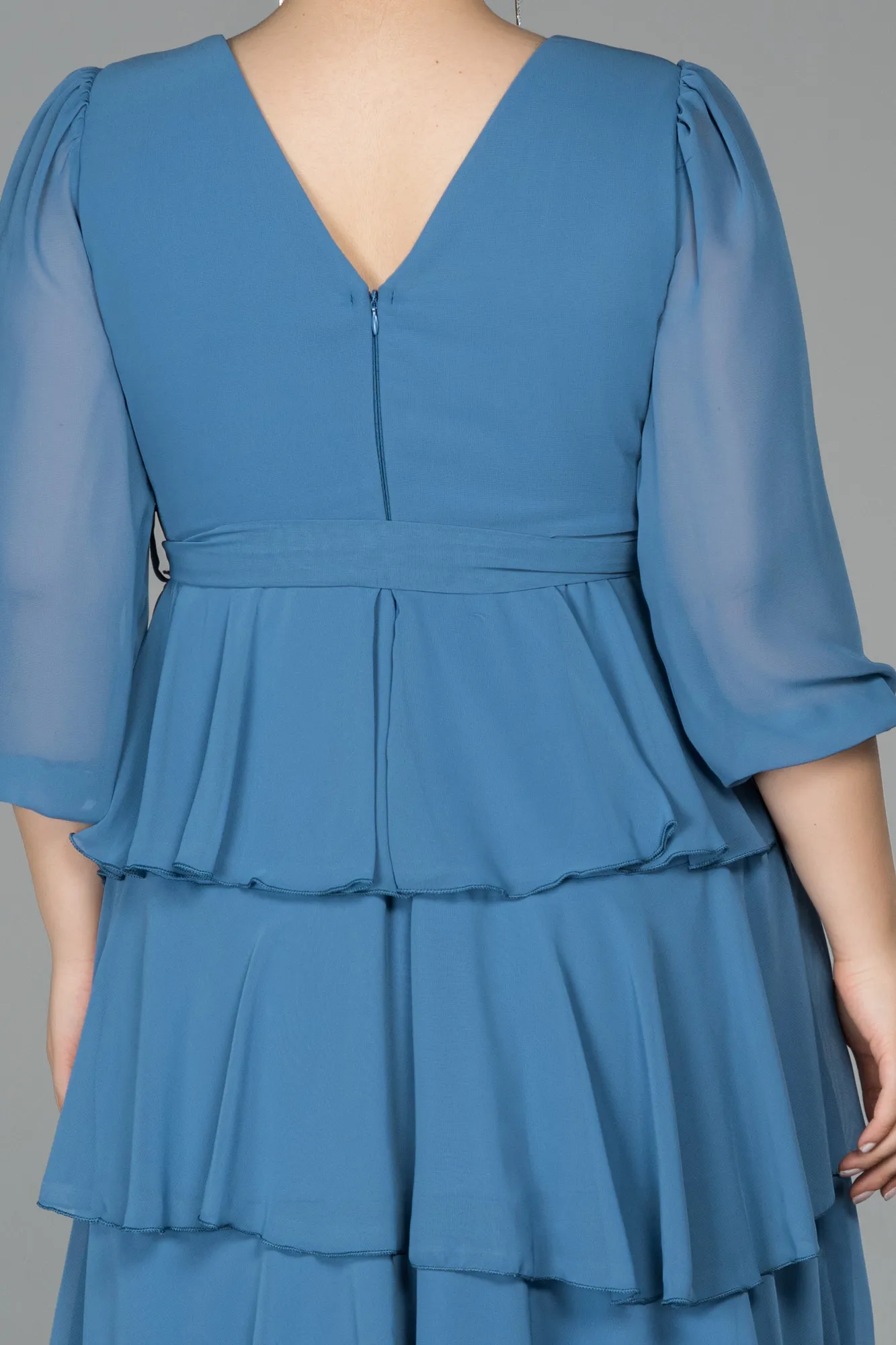 Indigo-Short Chiffon Oversized Evening Dress ABK1002