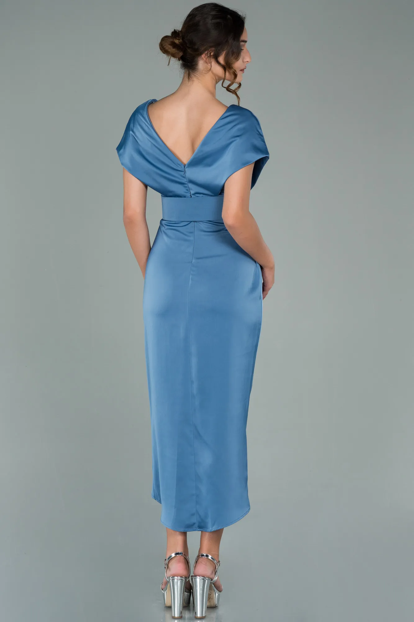 Indigo-Short Satin Invitation Dress ABK1107