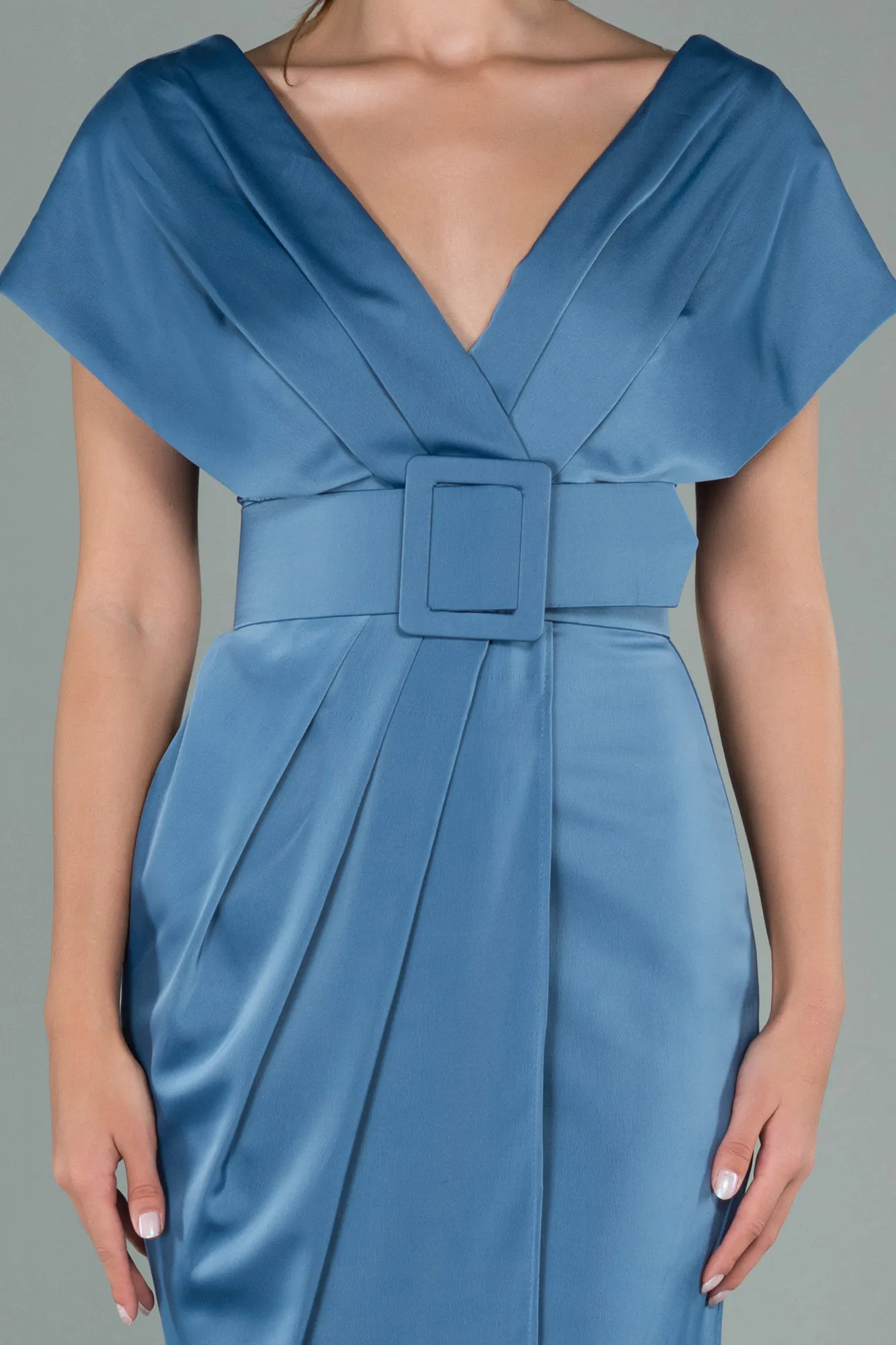 Indigo-Short Satin Invitation Dress ABK1107