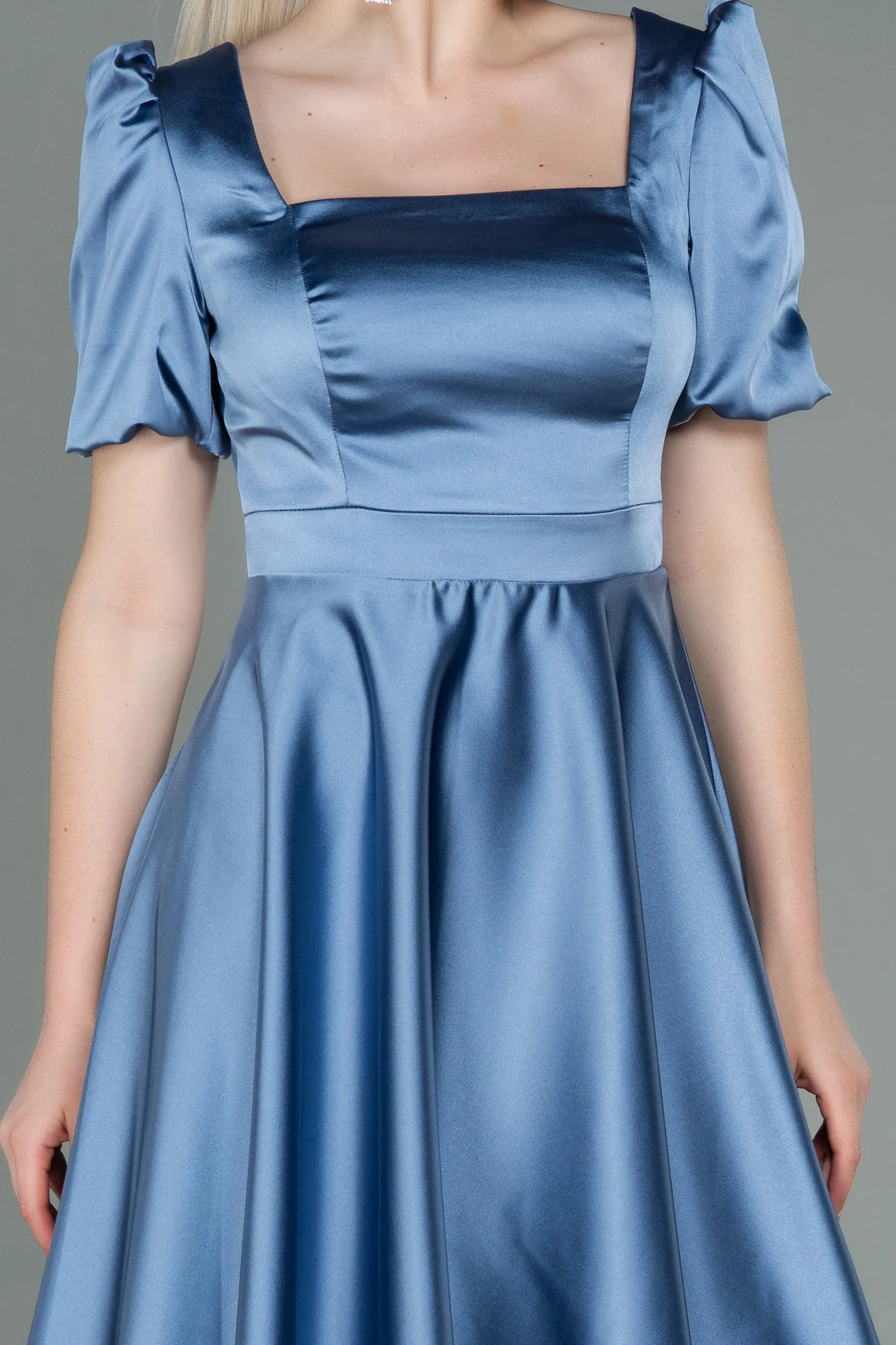 Indigo-Short Satin Invitation Dress ABK1792