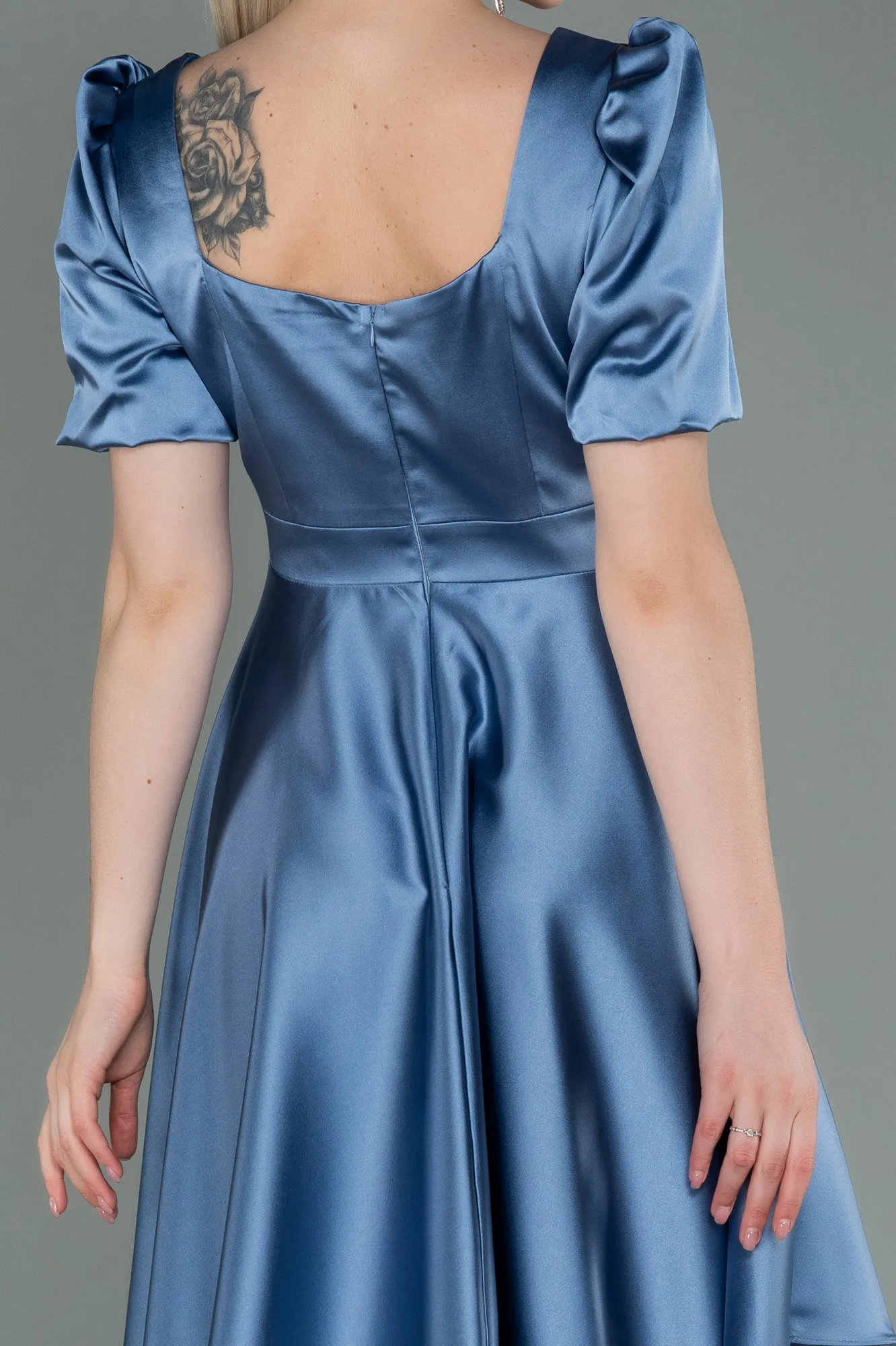 Indigo-Short Satin Invitation Dress ABK1792