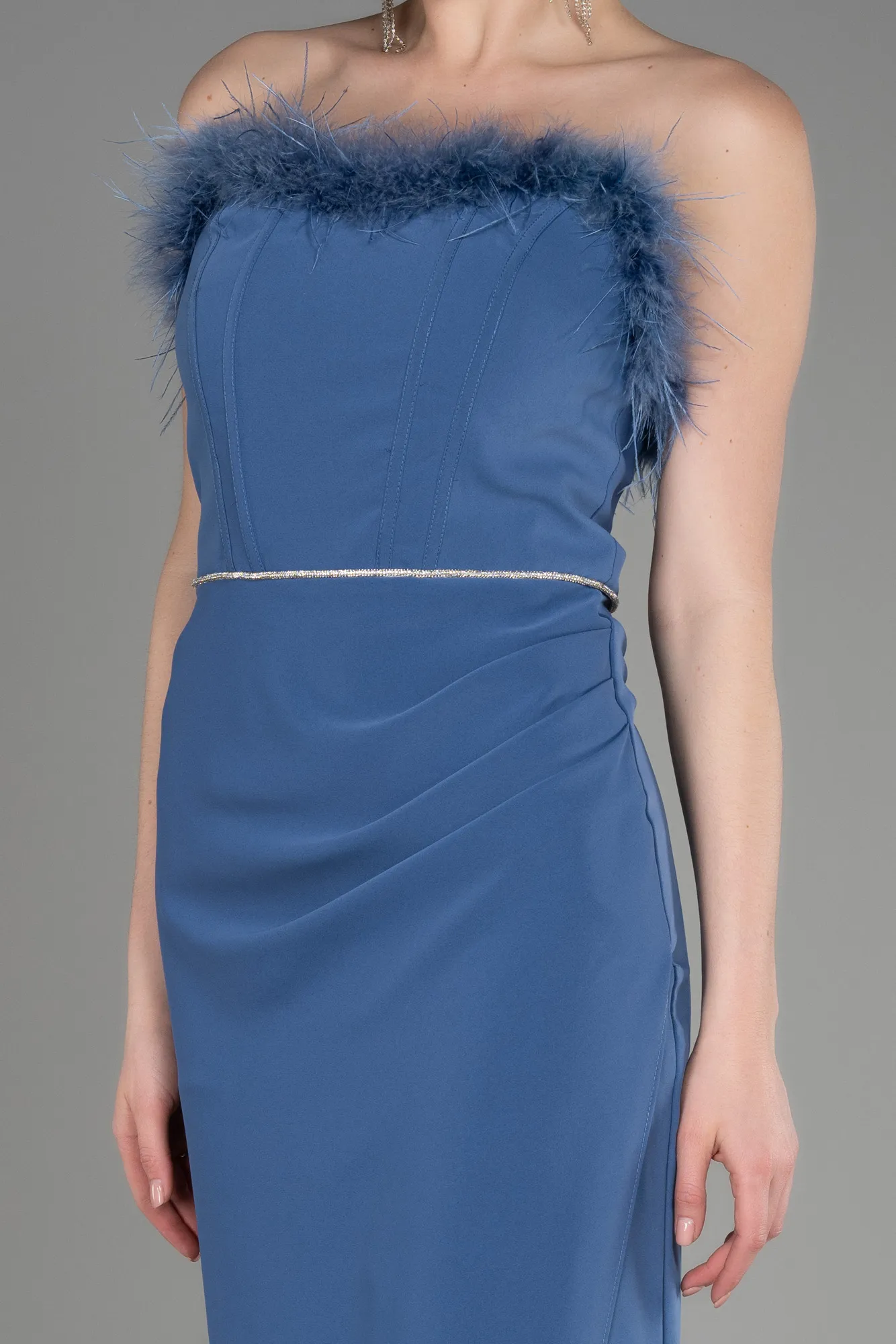 Indigo-Strapless Long Evening Dress ABU3830