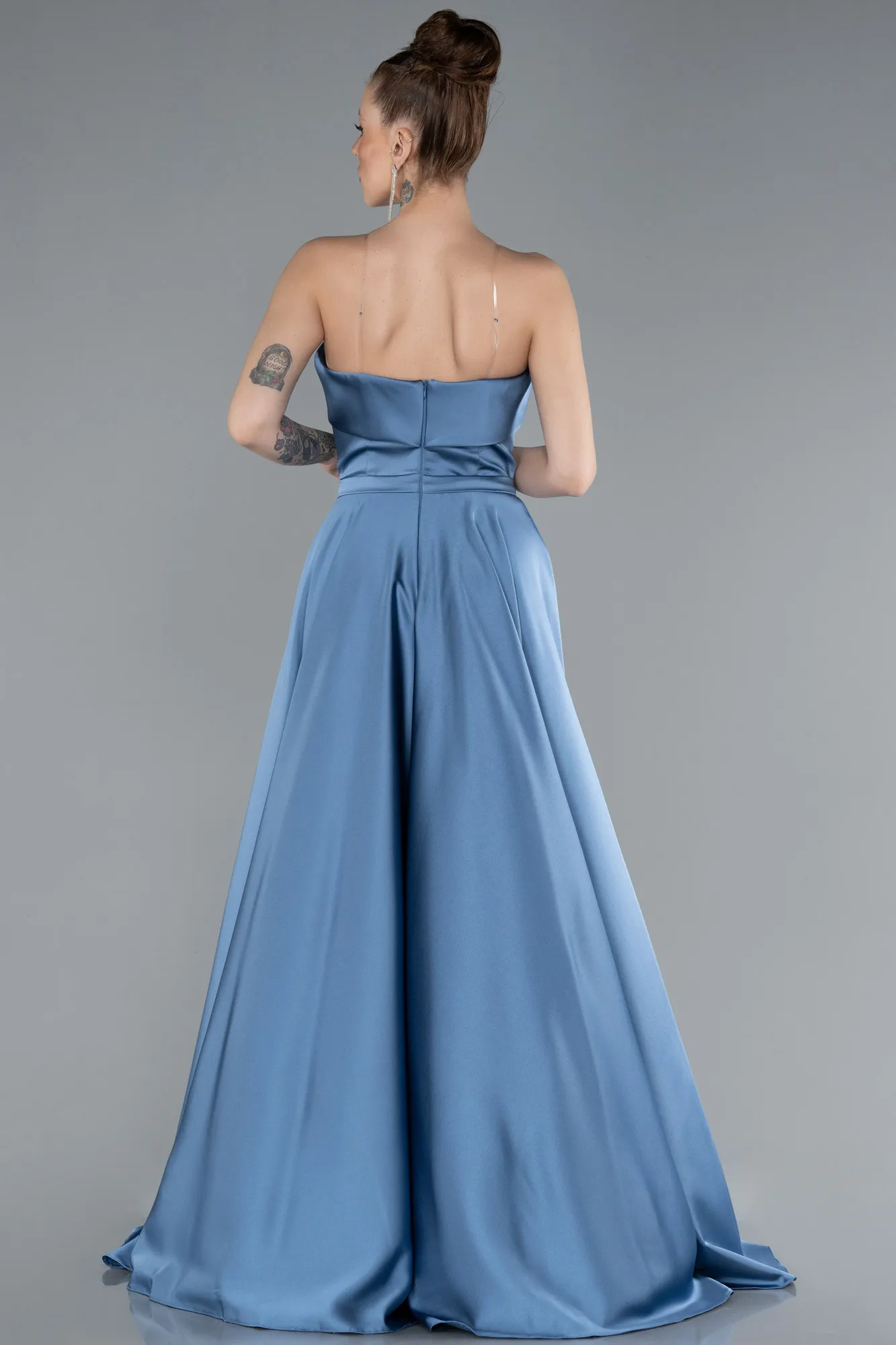 Indigo-Strapless Long Satin Prom Dress ABU4685