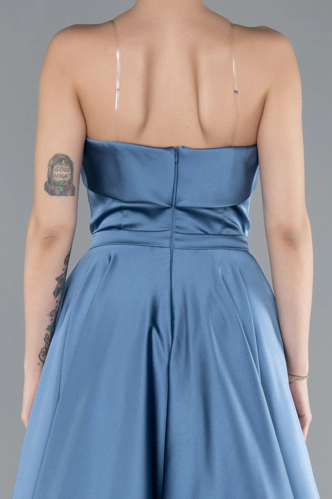 Indigo-Strapless Long Satin Prom Dress ABU4685