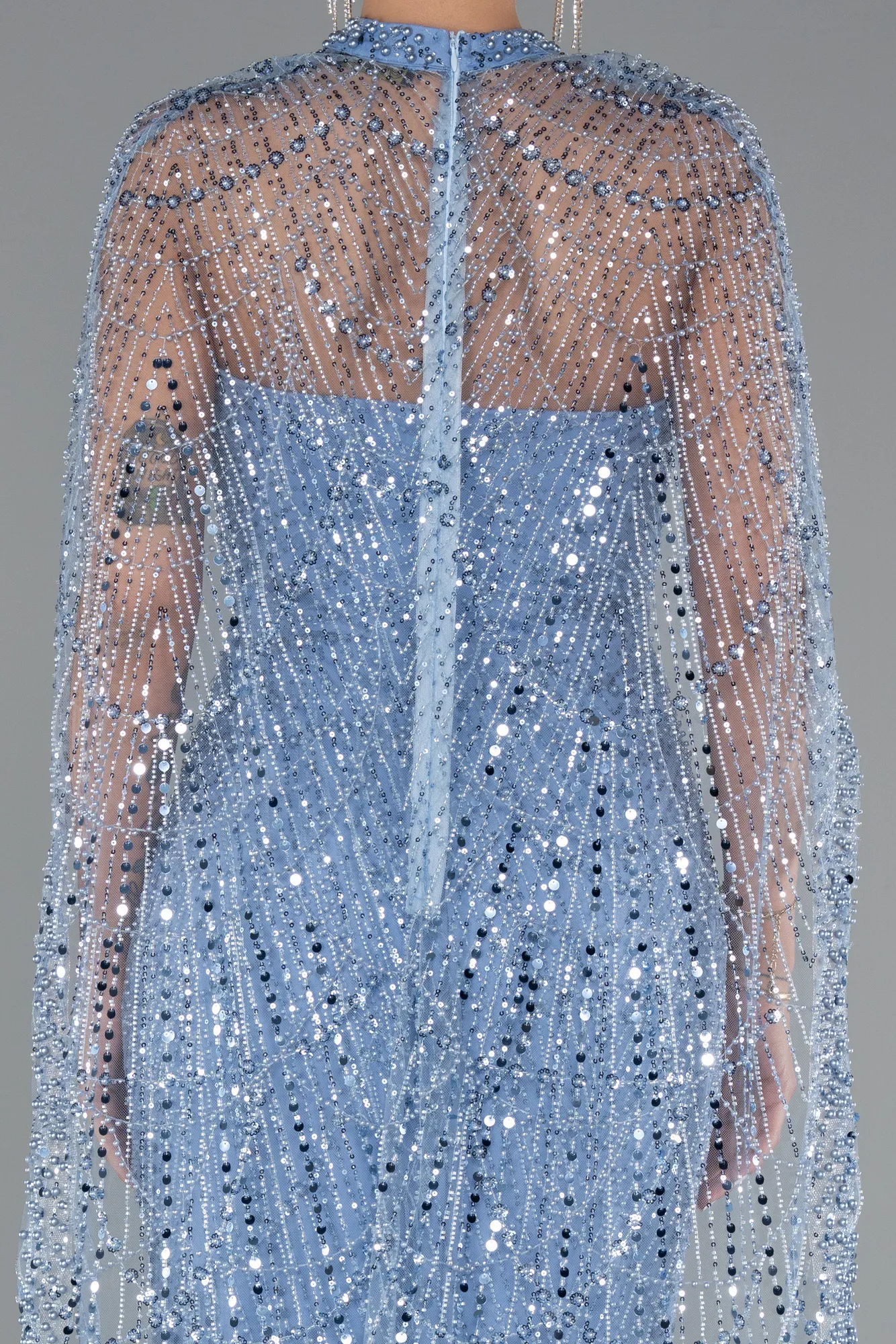 Indigo-Strapless Shawl Stoned Long Evening Gown ABU4517