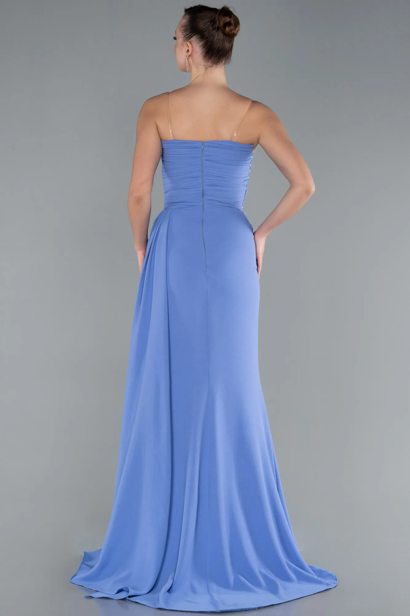 Indigo-Strapless Slit Long Prom Dress ABU4729