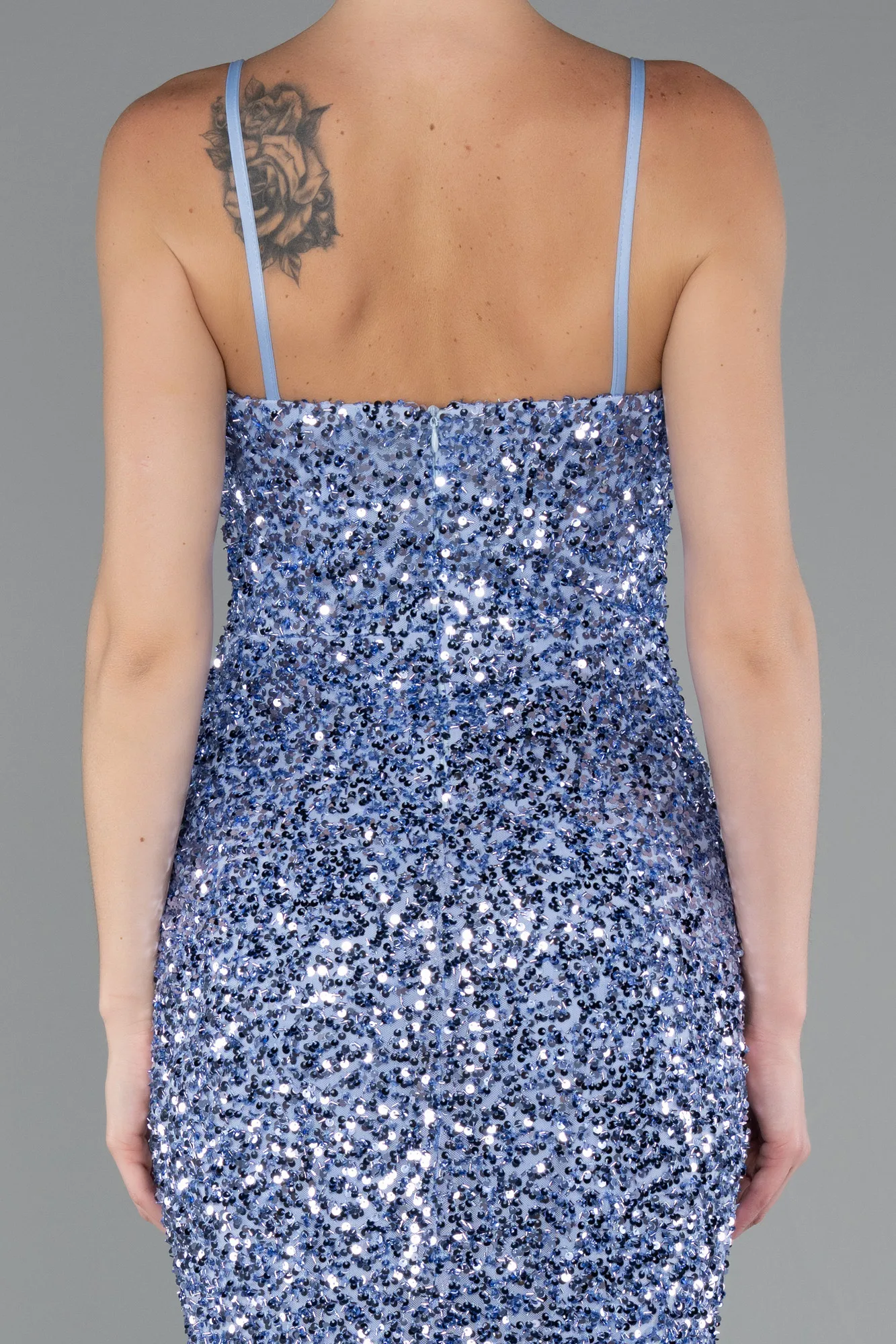 Indigo-Strapless Underwire Slit Long Sequin Evening Gown ABU4842