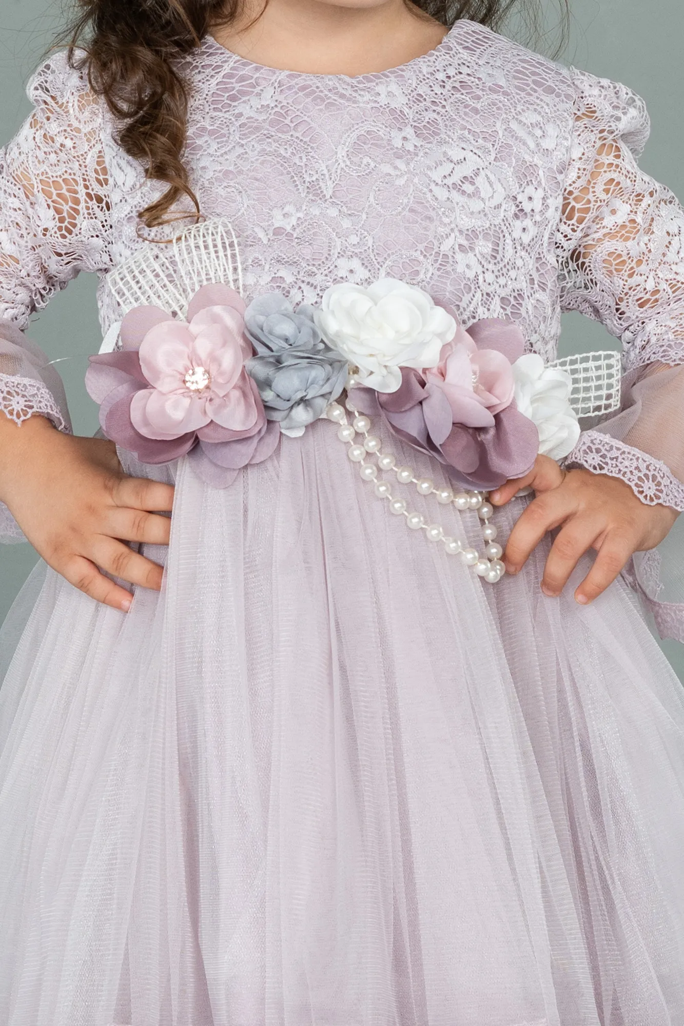 Lavender-Front Short Back Long Dantelle Girl Dress ABO082