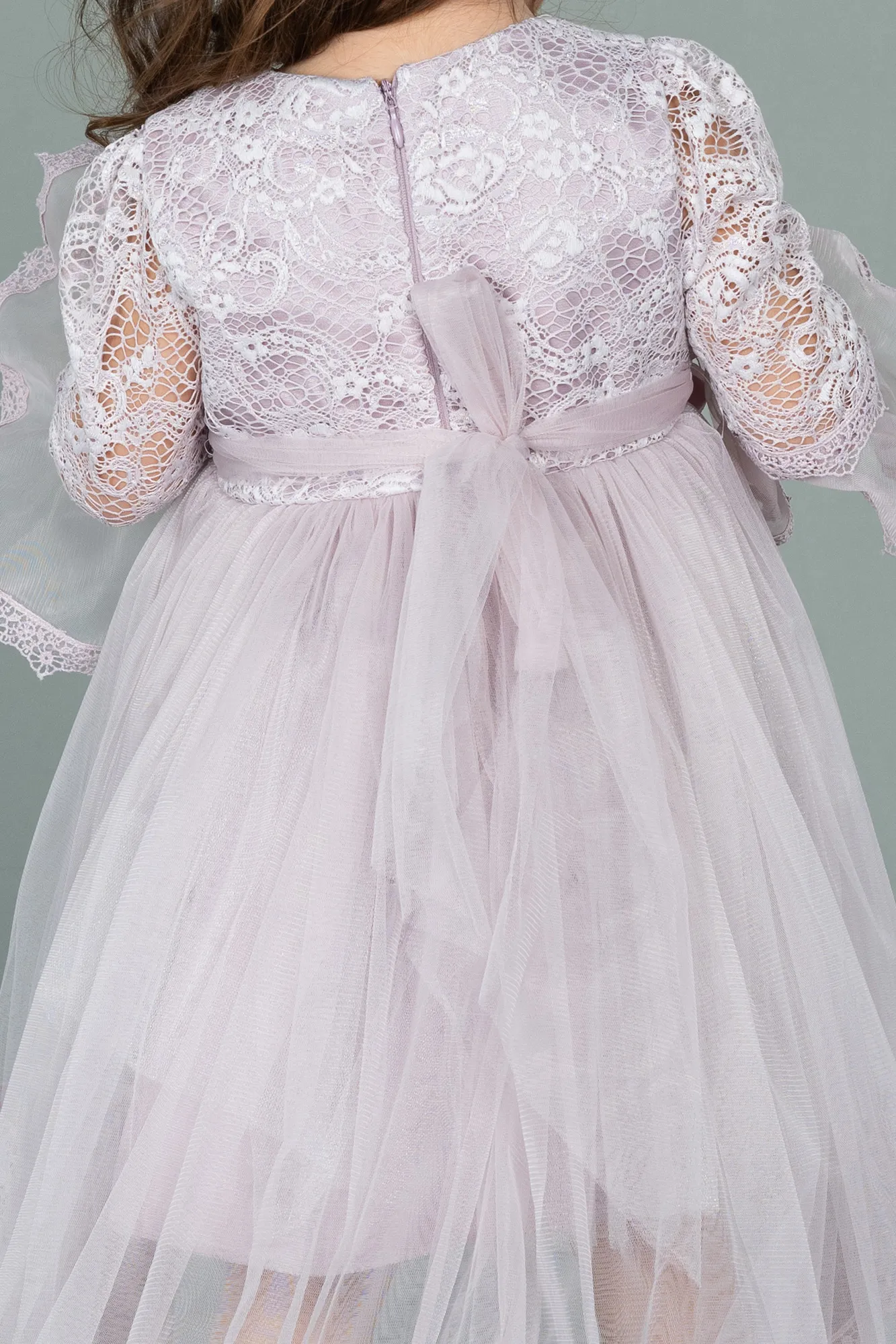 Lavender-Front Short Back Long Dantelle Girl Dress ABO082