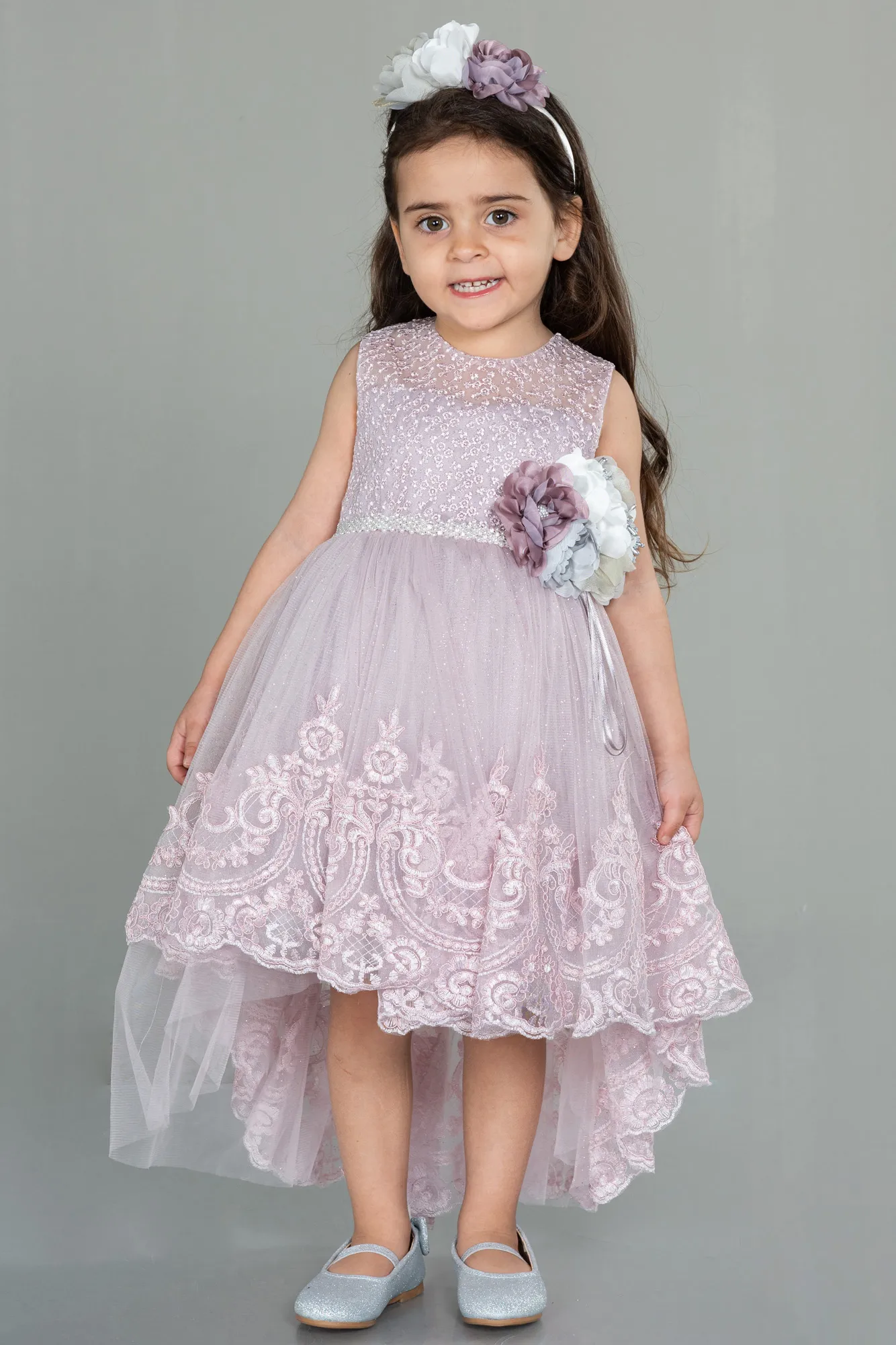 Lavender-Front Short Back Long Girl Dress ABO081