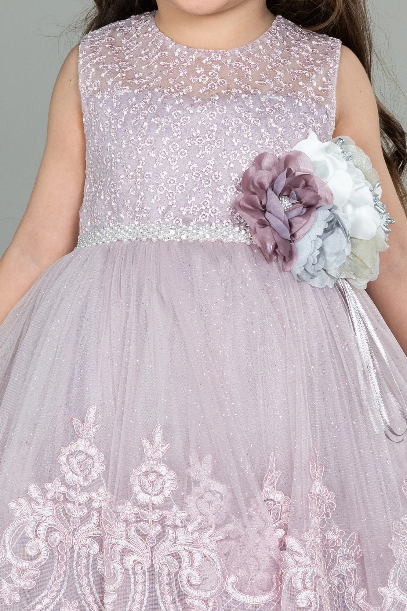 Lavender-Front Short Back Long Girl Dress ABO081