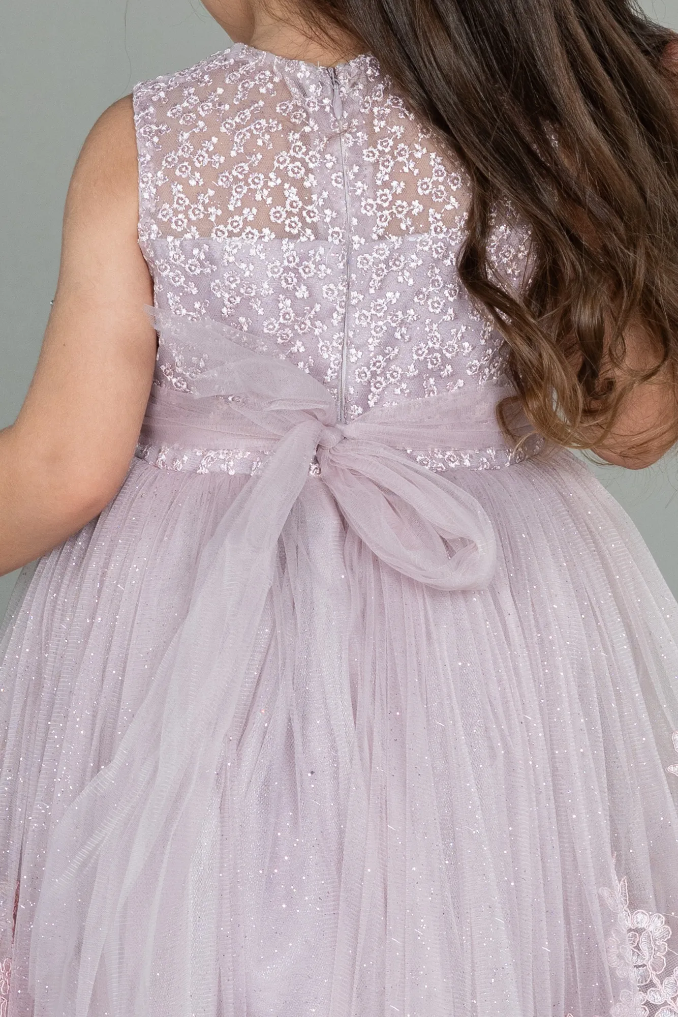 Lavender-Front Short Back Long Girl Dress ABO081