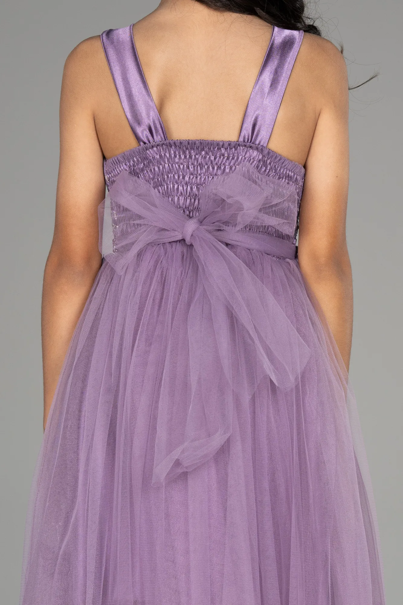Lavender-Front Short Back Long Girl Dress ABO104