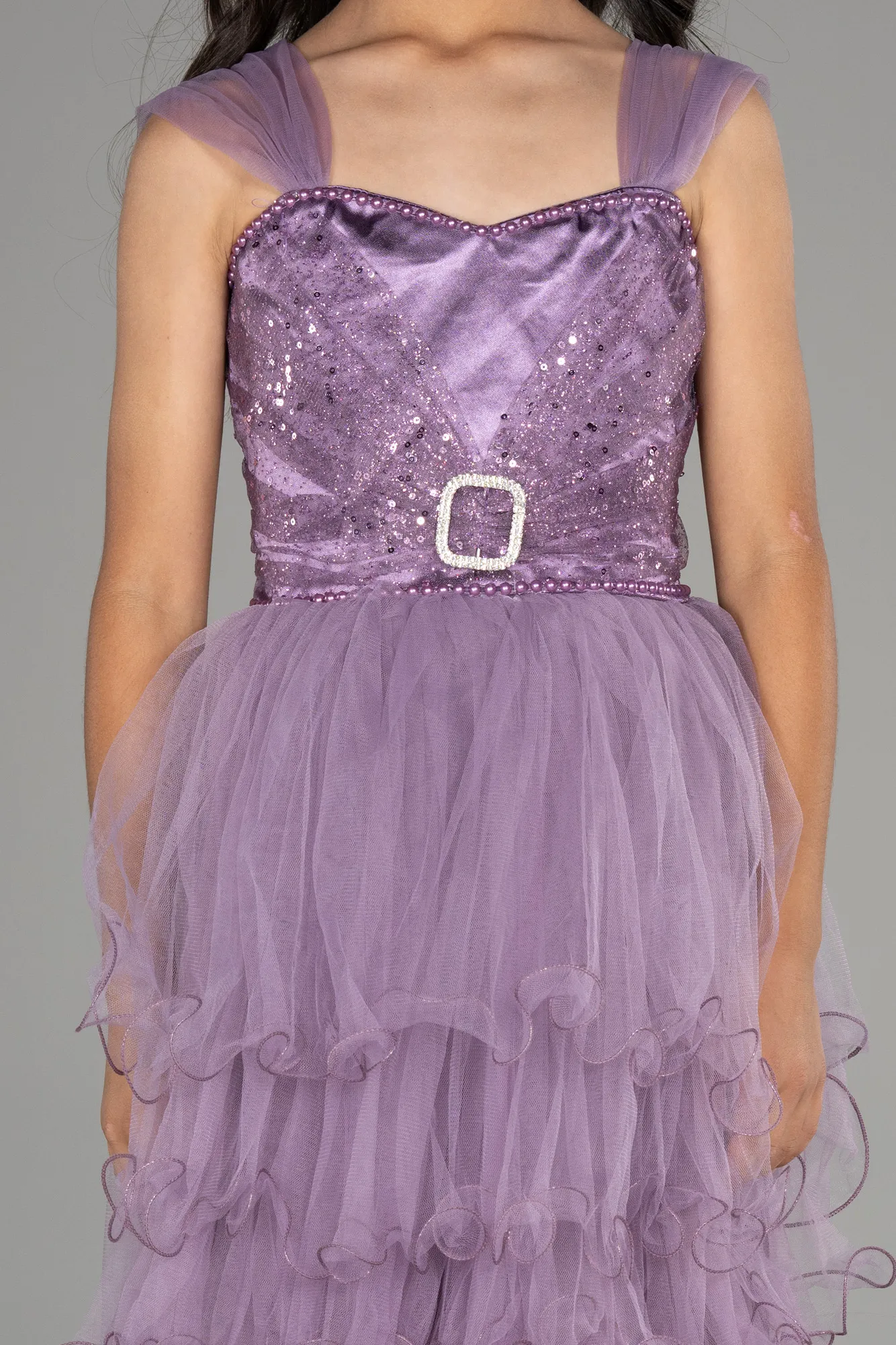 Lavender-Front Short Back Long Girl Dress ABO105