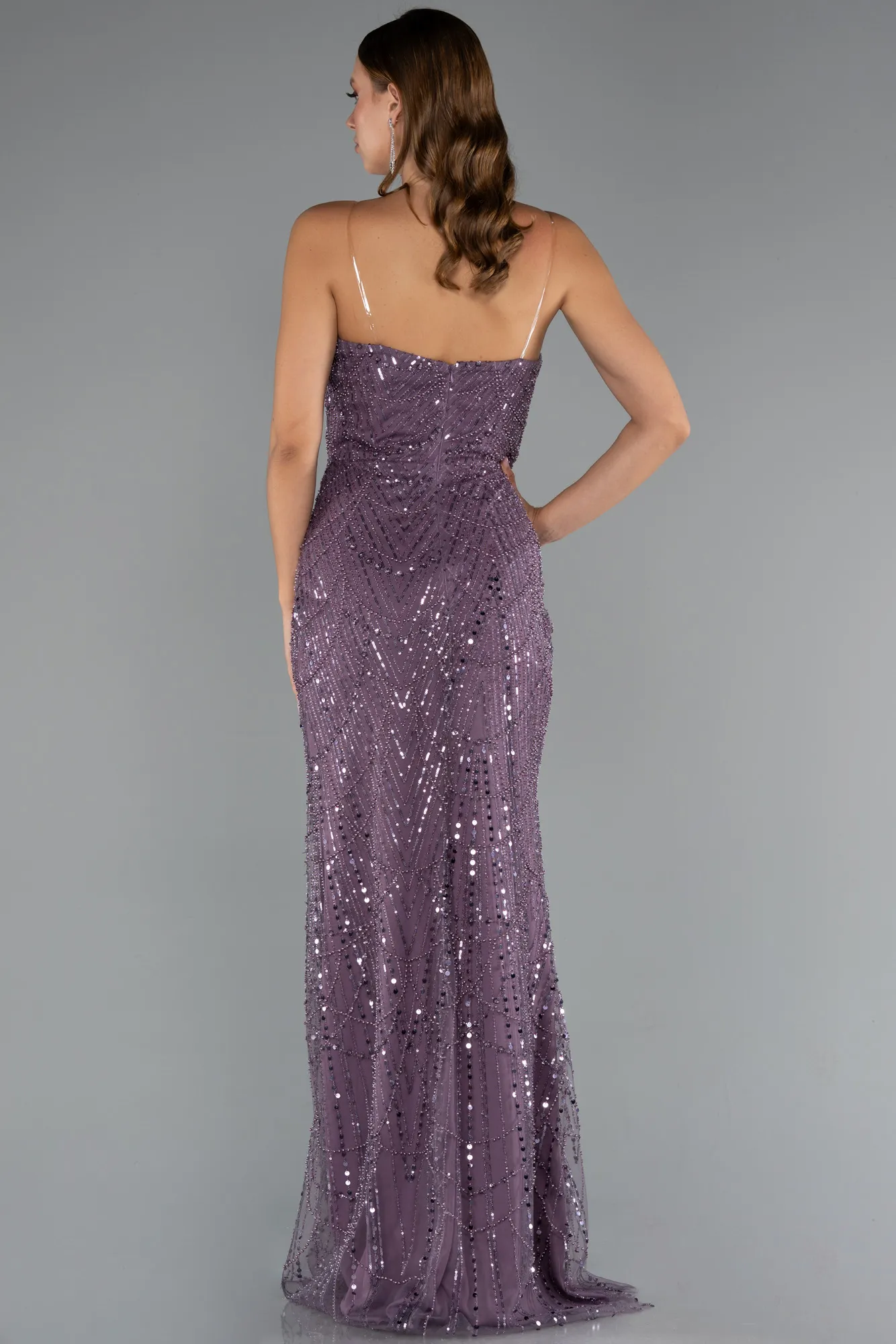Lavender-Long Beaded Evening Dress ABU5141
